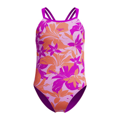 Printed Twinstrap Mädchen Badeanzug | Pink