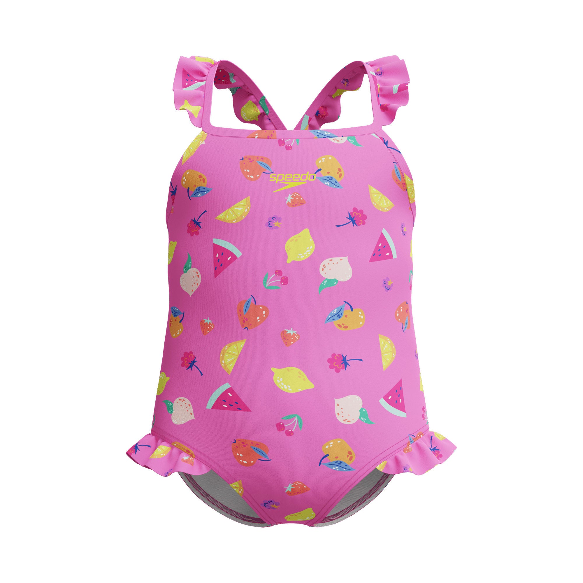 Print Frill Thinstrap Mädchen Badeanzug | Pink