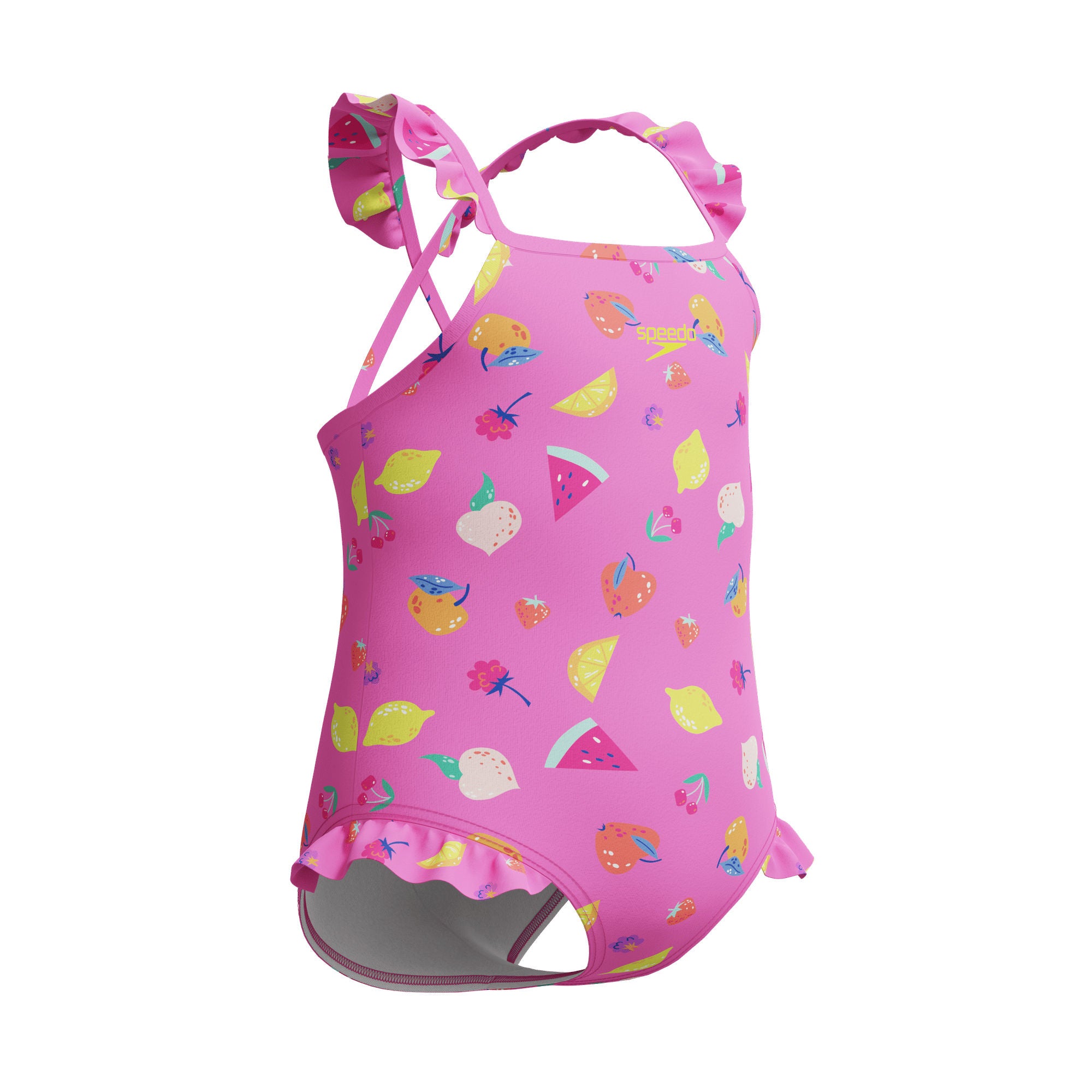 Print Frill Thinstrap Mädchen Badeanzug | Pink