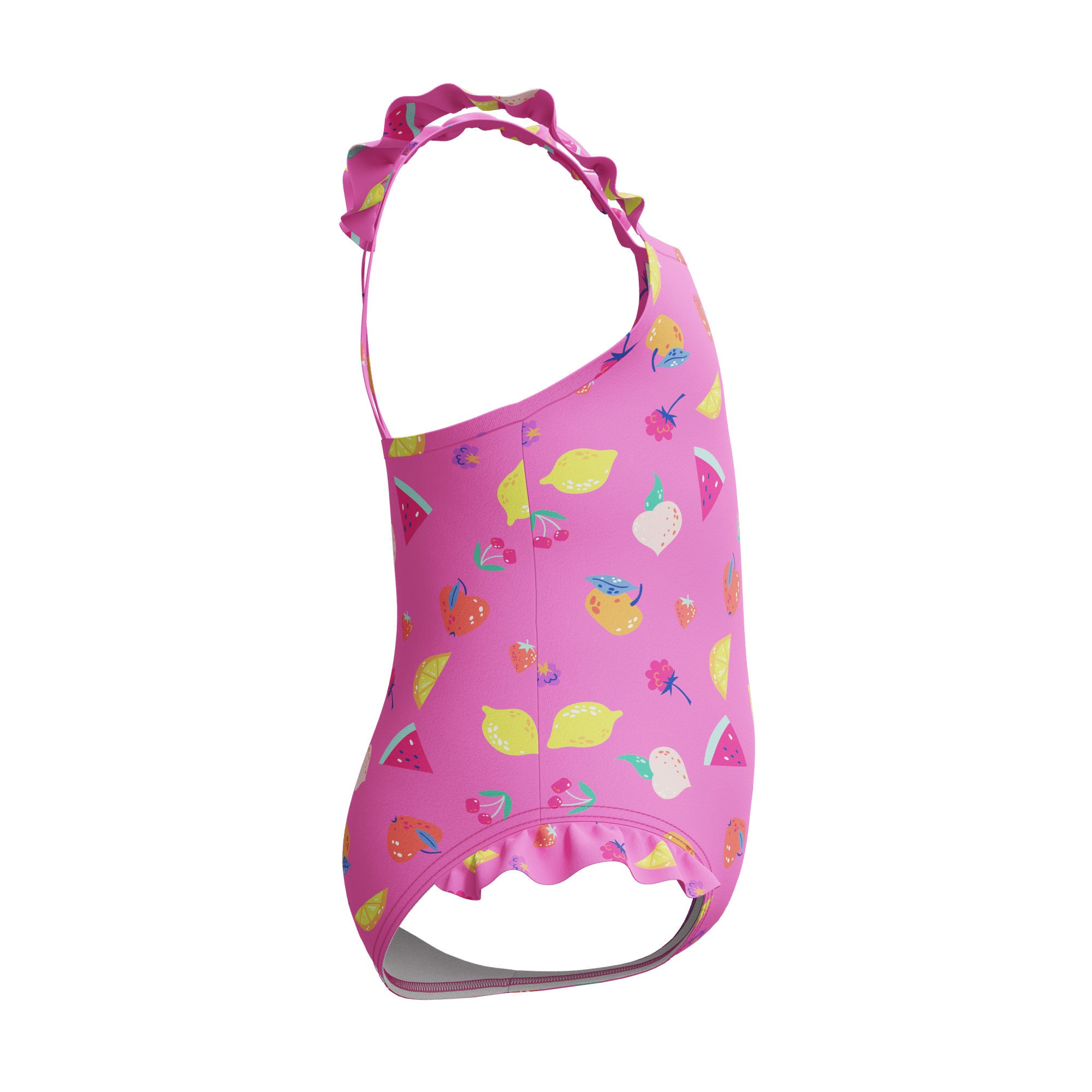 Print Frill Thinstrap Mädchen Badeanzug | Pink