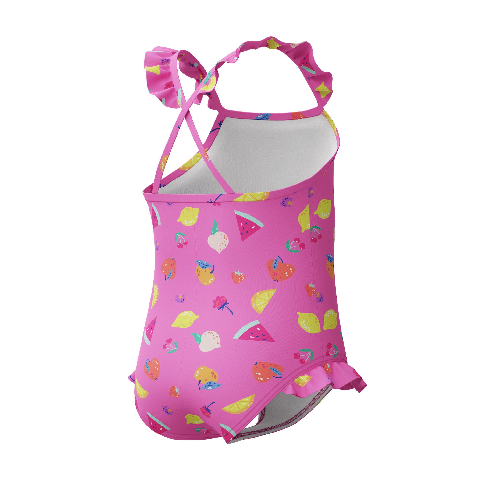 Print Frill Thinstrap Mädchen Badeanzug | Pink