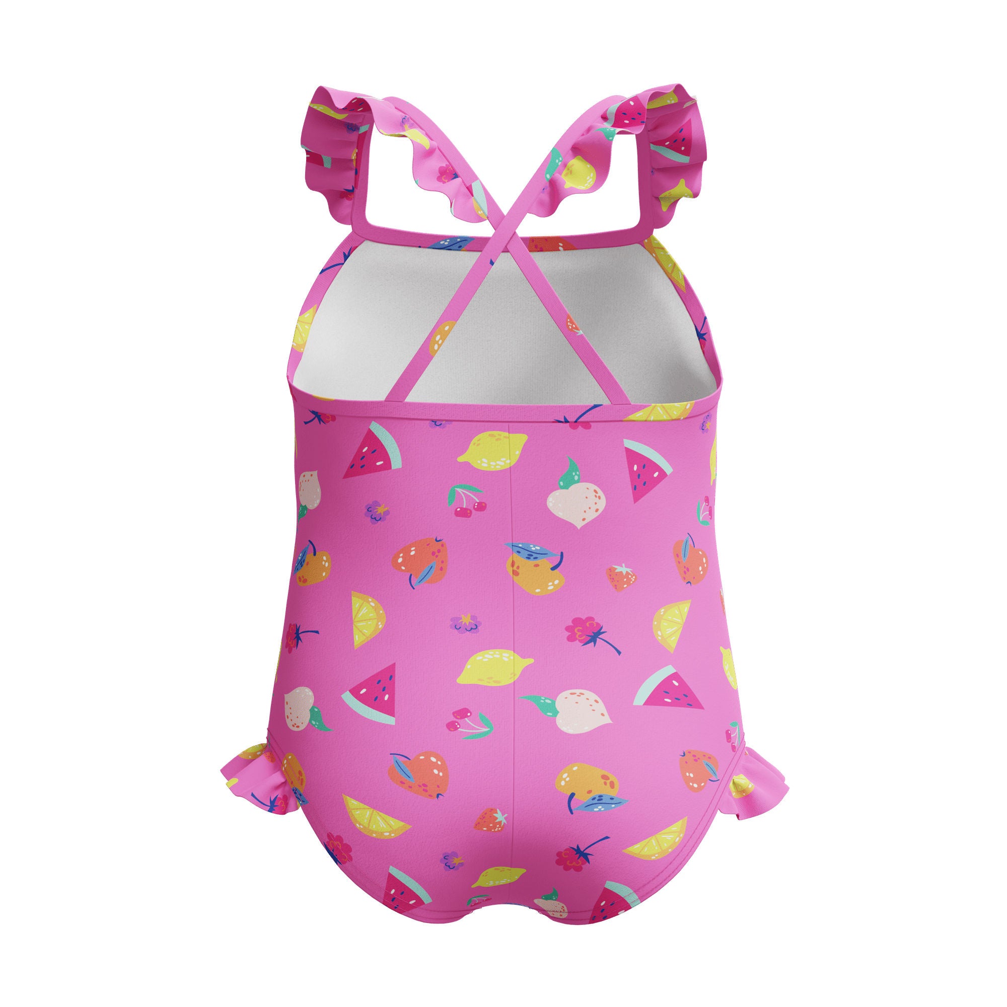 Print Frill Thinstrap Mädchen Badeanzug | Pink
