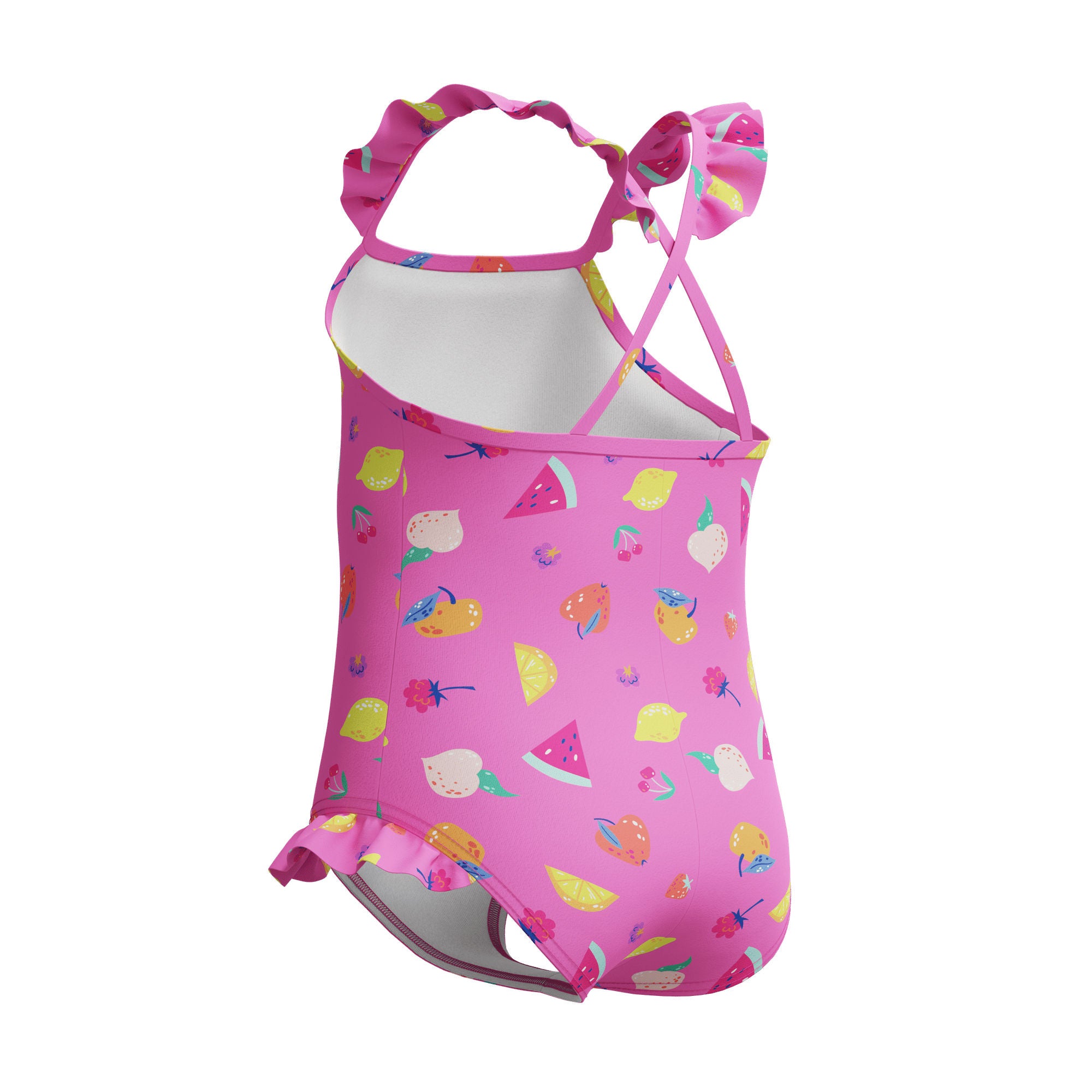 Print Frill Thinstrap Mädchen Badeanzug | Pink
