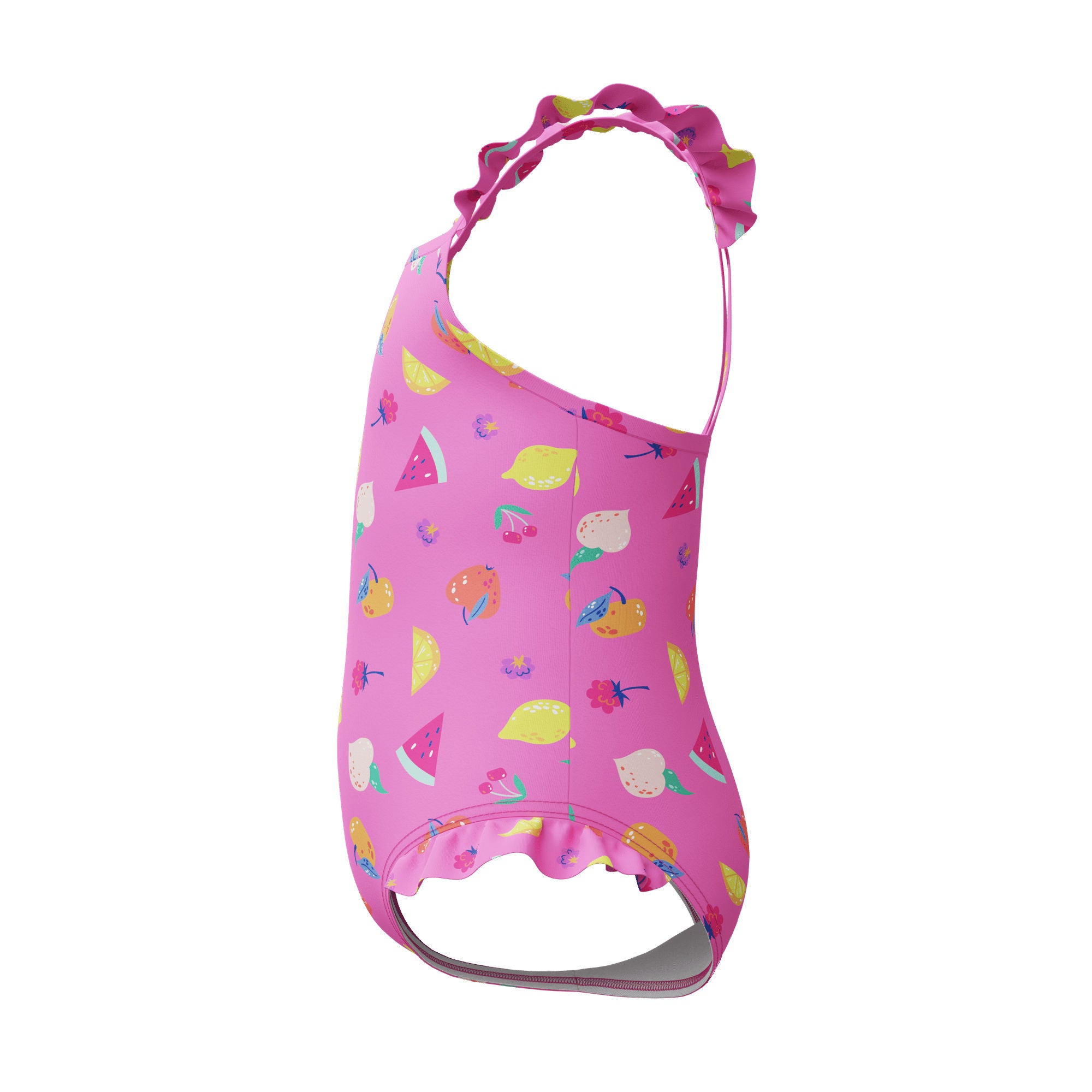 Print Frill Thinstrap Mädchen Badeanzug | Pink
