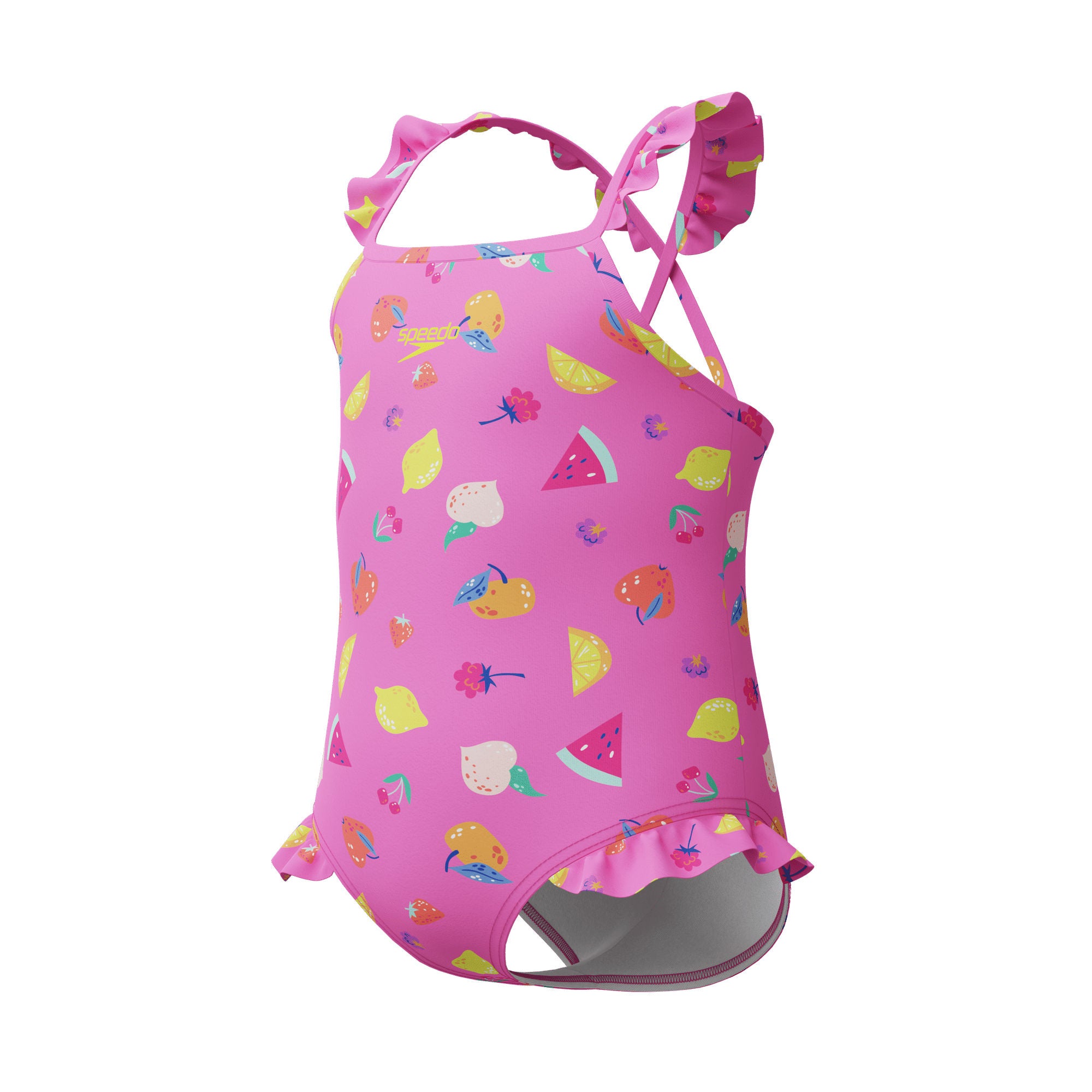 Print Frill Thinstrap Mädchen Badeanzug | Pink