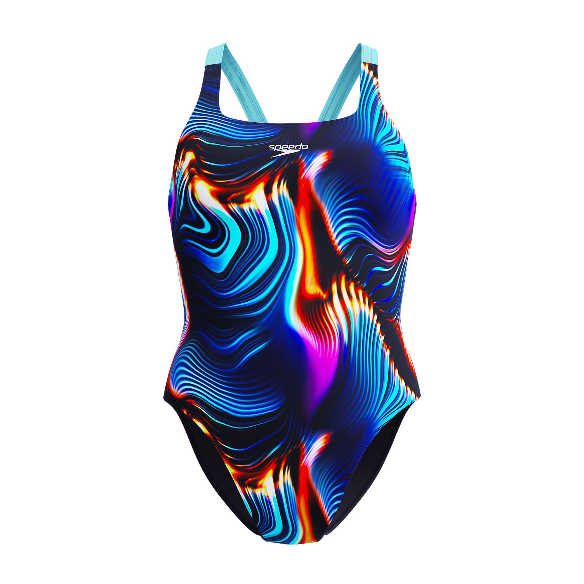 Allover Printed Leaderback Damen Badeanzug | Schwarz