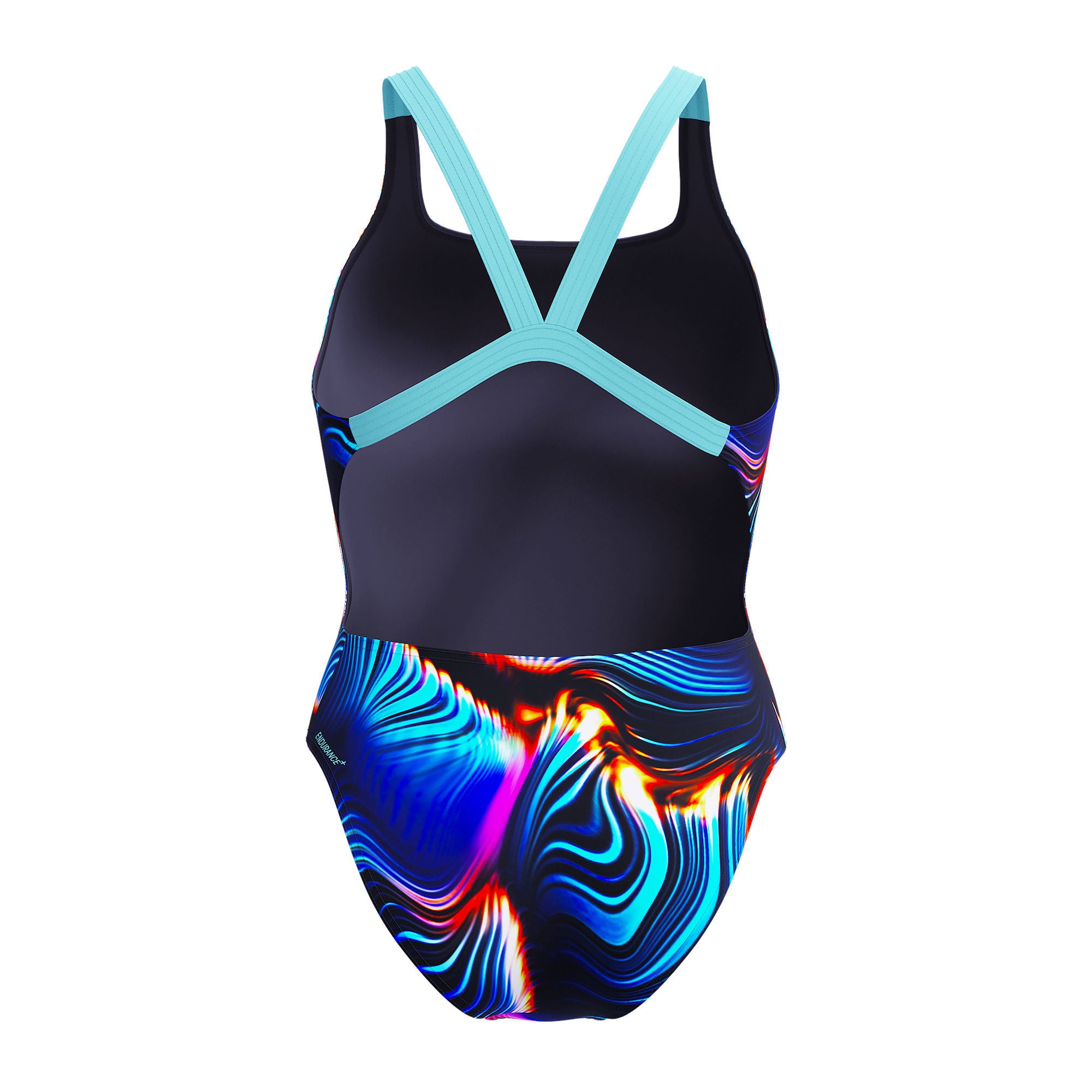 Allover Printed Leaderback Damen Badeanzug | Schwarz