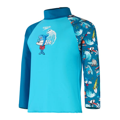 Long Sleeve Printed Rash Top Jungen | Blau