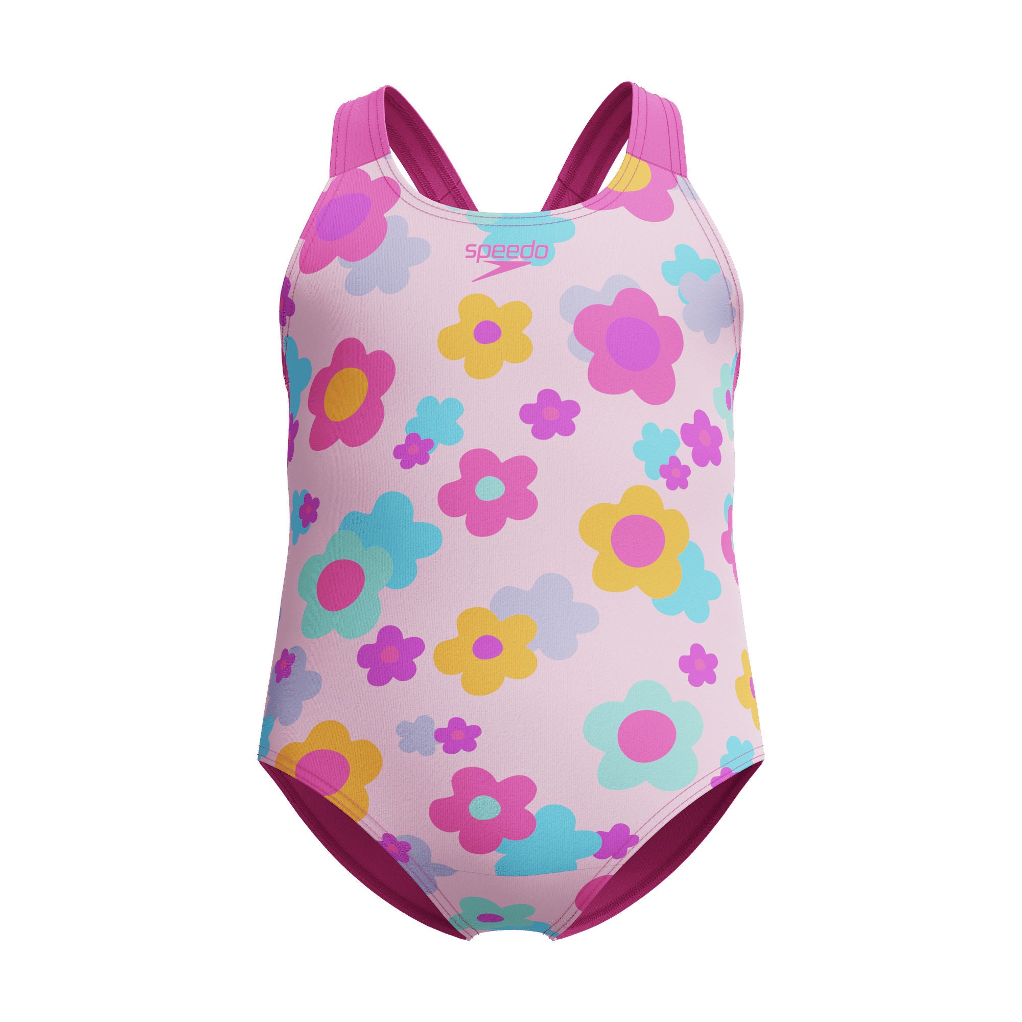 Print Racerback Mädchen Badeanzug | Pink