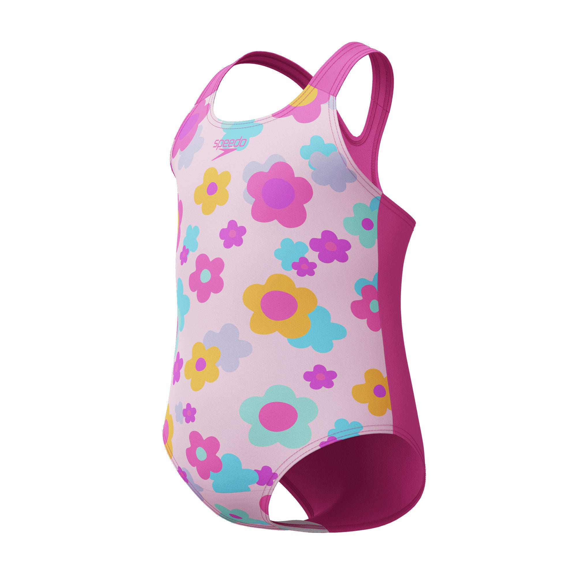 Print Racerback Mädchen Badeanzug | Pink