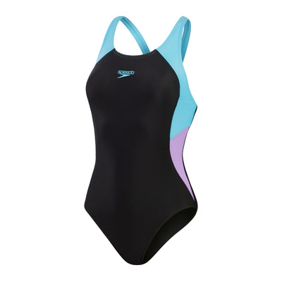 Colourblock Splice Muscleback Damen Badeanzug | Mehrfarbig