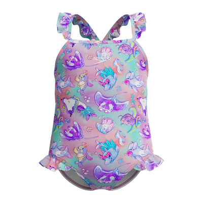 Digital Frill Thinstrap Swimsu Mädchen Badeanzug | Lila