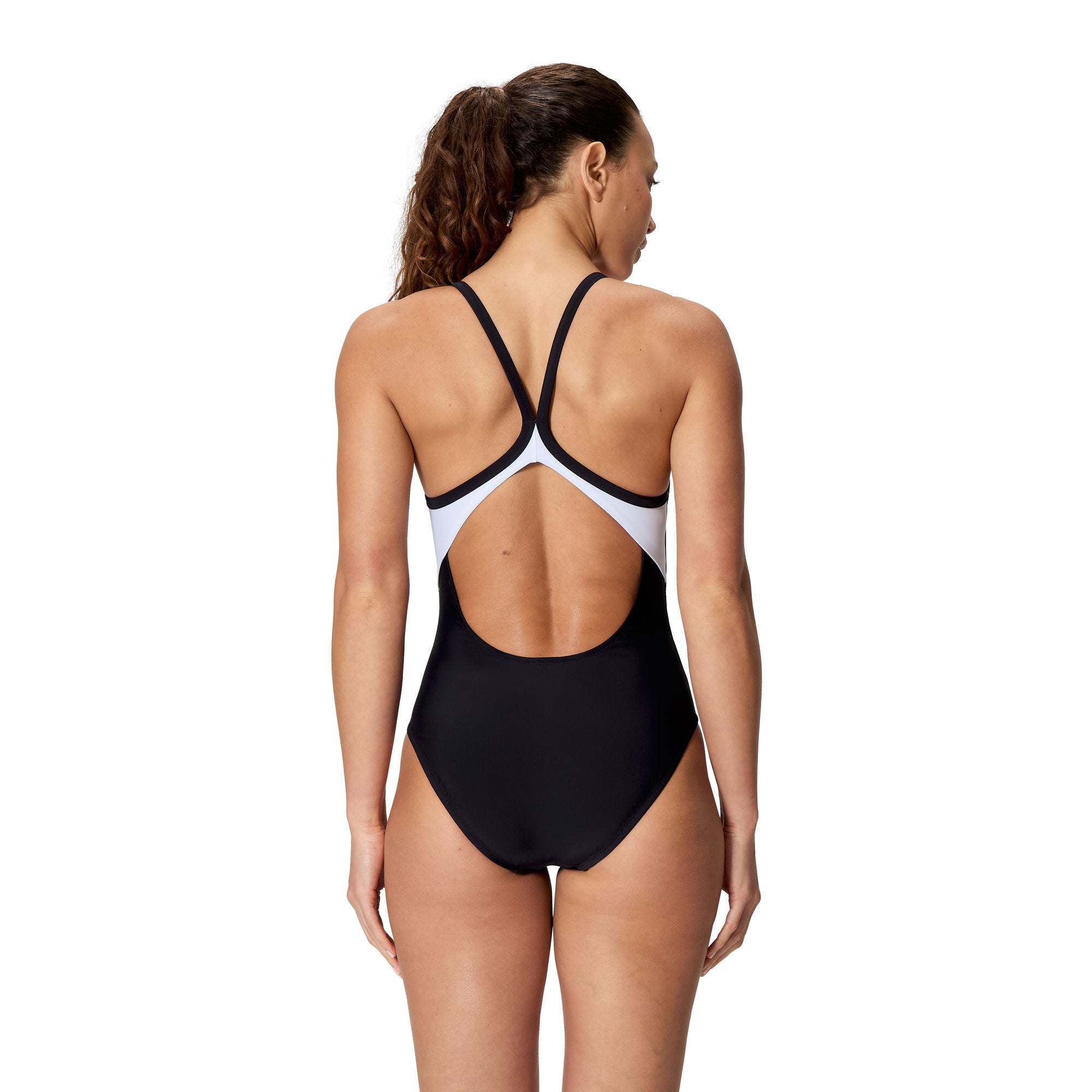 Solid Racerback Damen Badeanzug | Schwarz