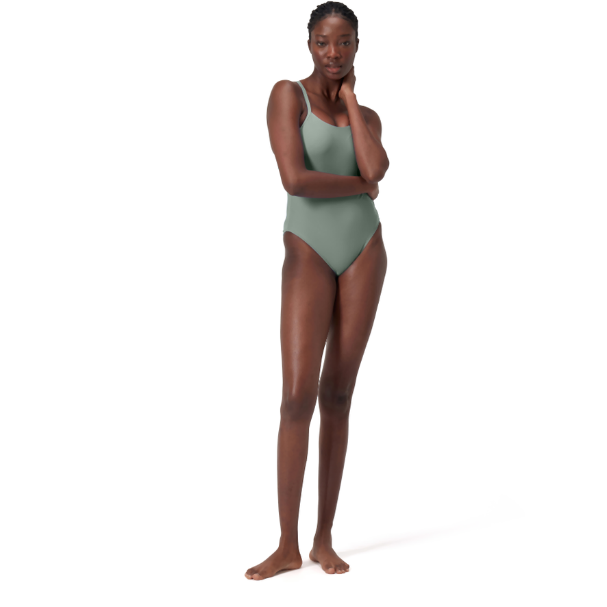 Colorblock Racerback Damen Badeanzug | Grün