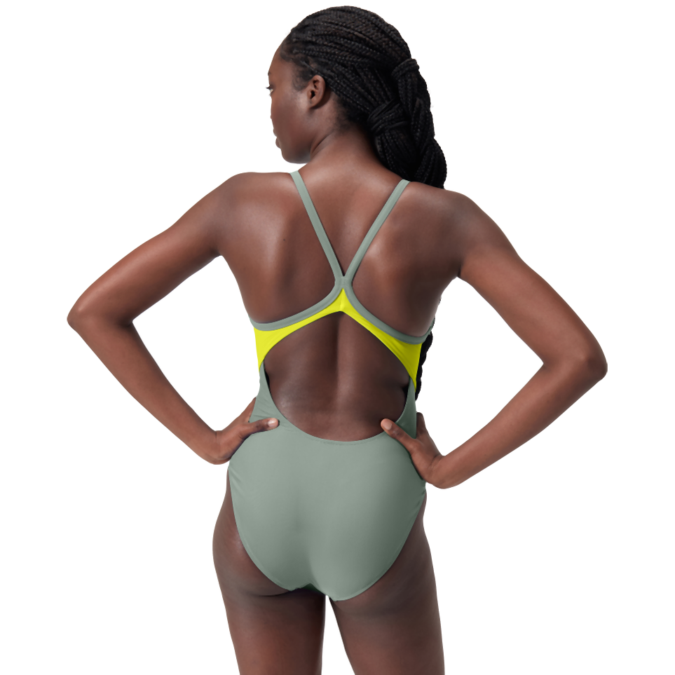 Colorblock Racerback Damen Badeanzug | Grün