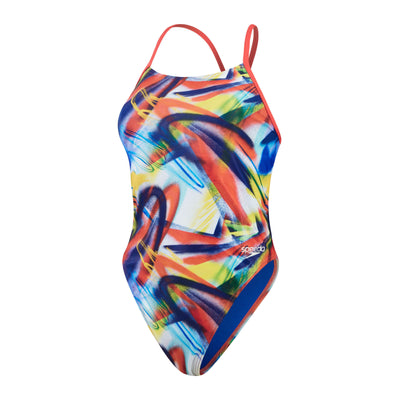 Allover Digital Lattice Damen Badeanzug | Blau