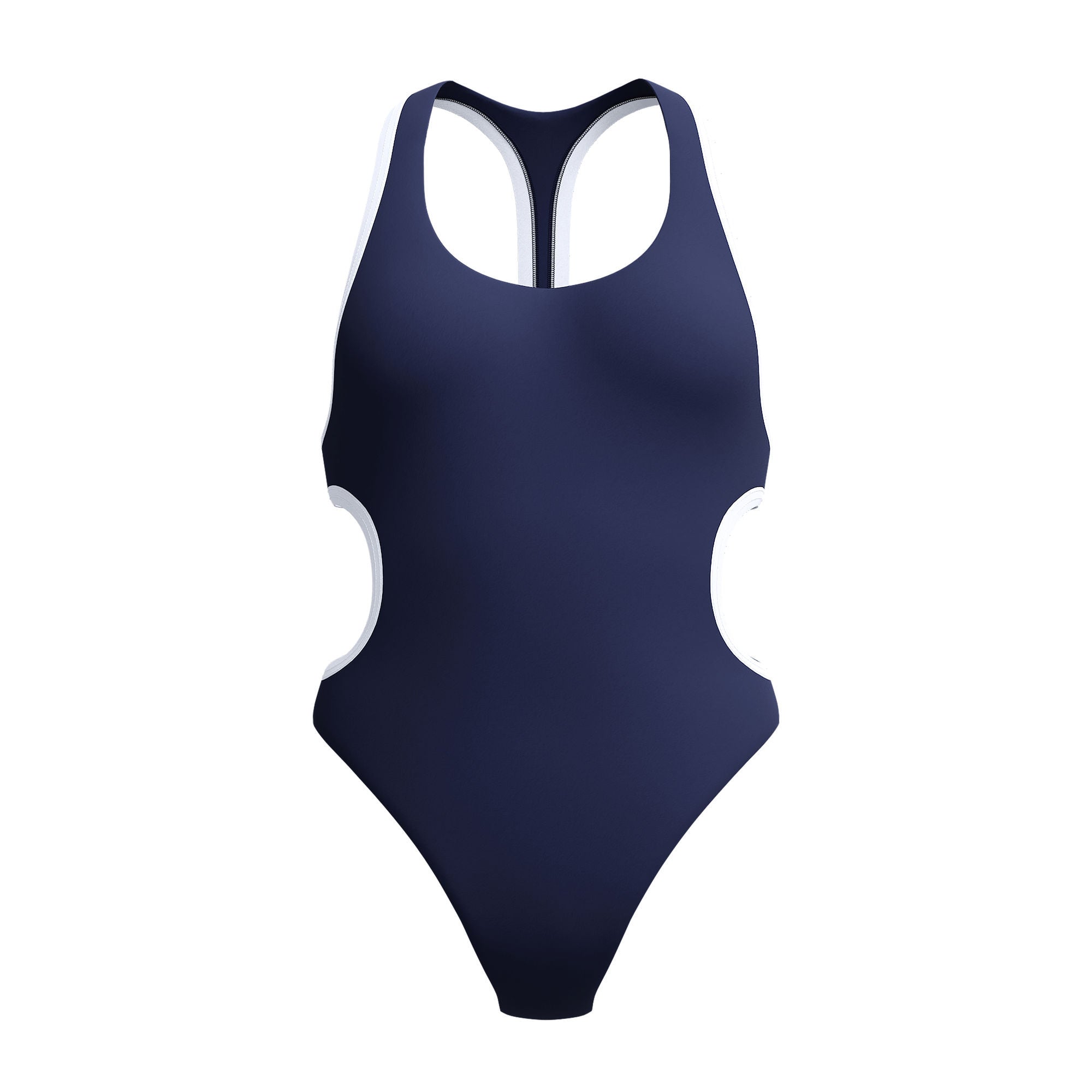Solid Bound Cut Out Damen Badeanzug | Navy