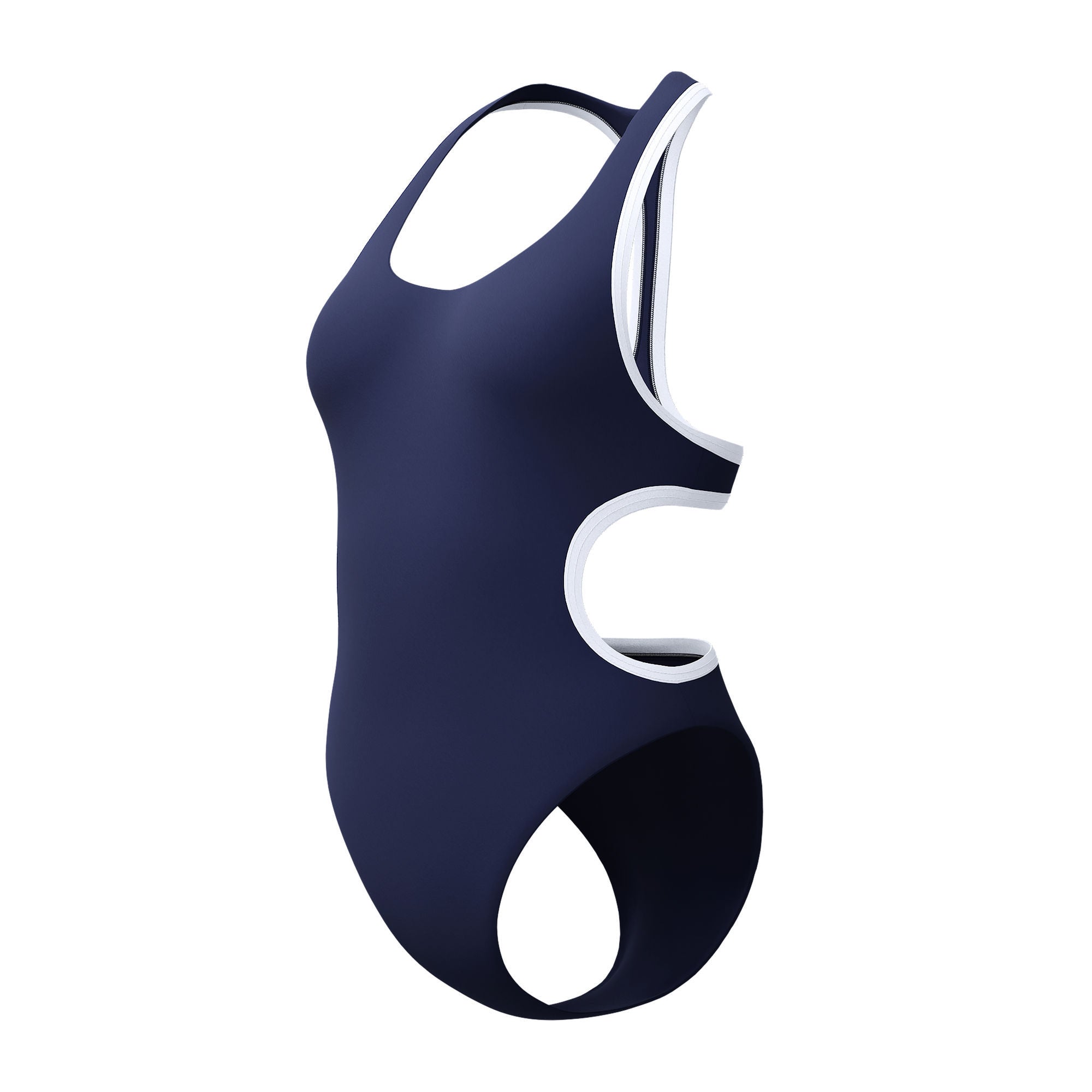 Solid Bound Cut Out Damen Badeanzug | Navy