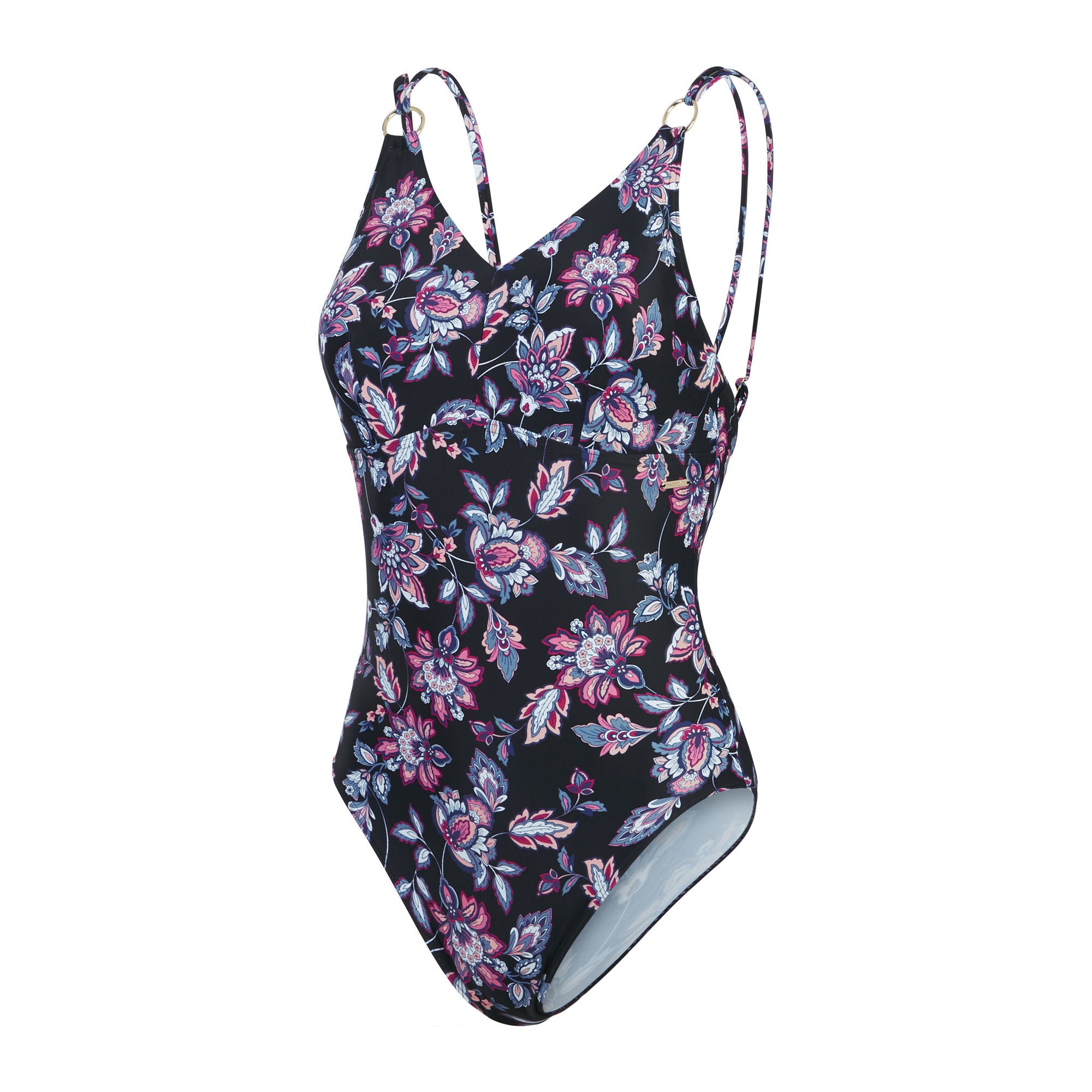 Shaping Printed Strappy Damen Badeanzug | Schwarz