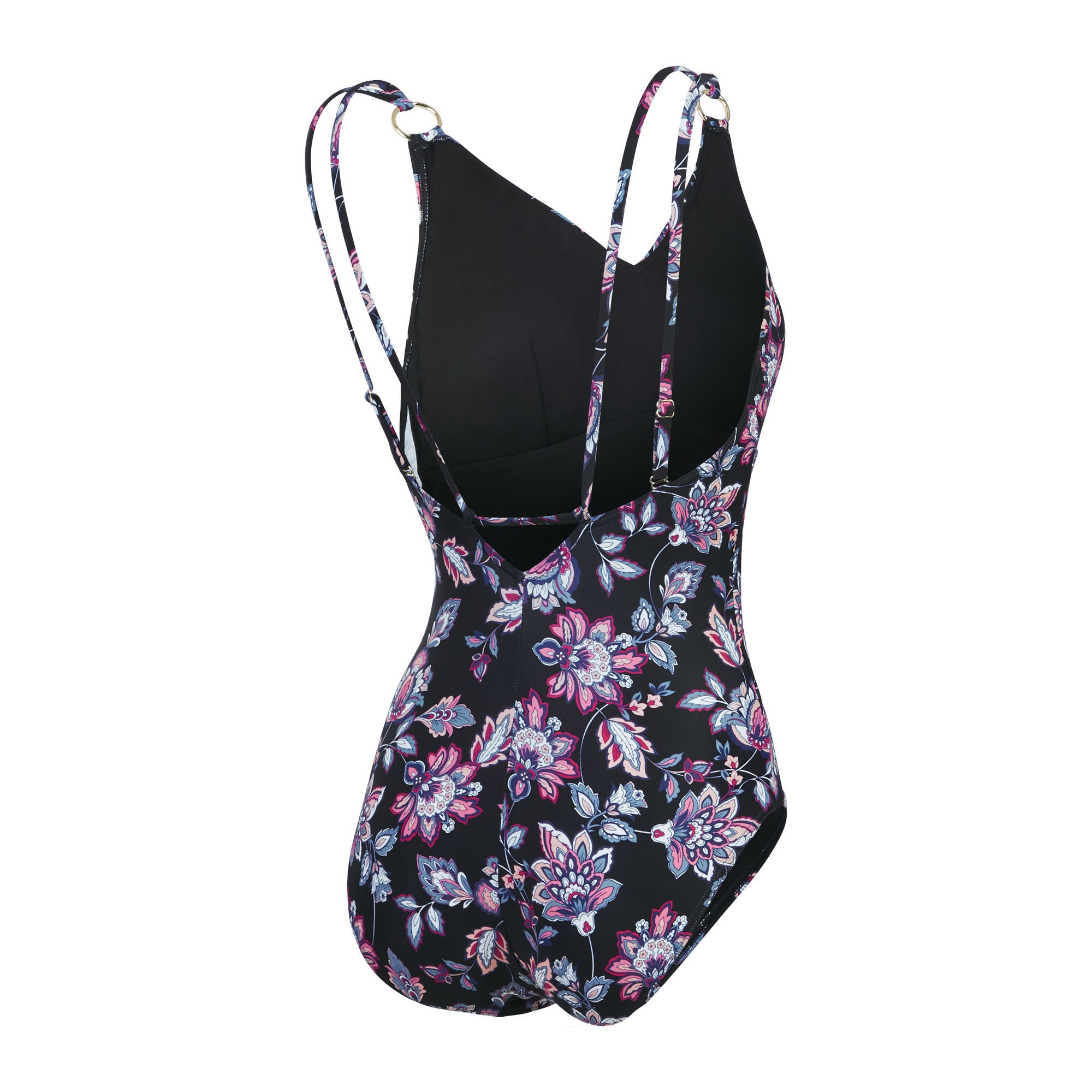 Shaping Printed Strappy Damen Badeanzug | Schwarz