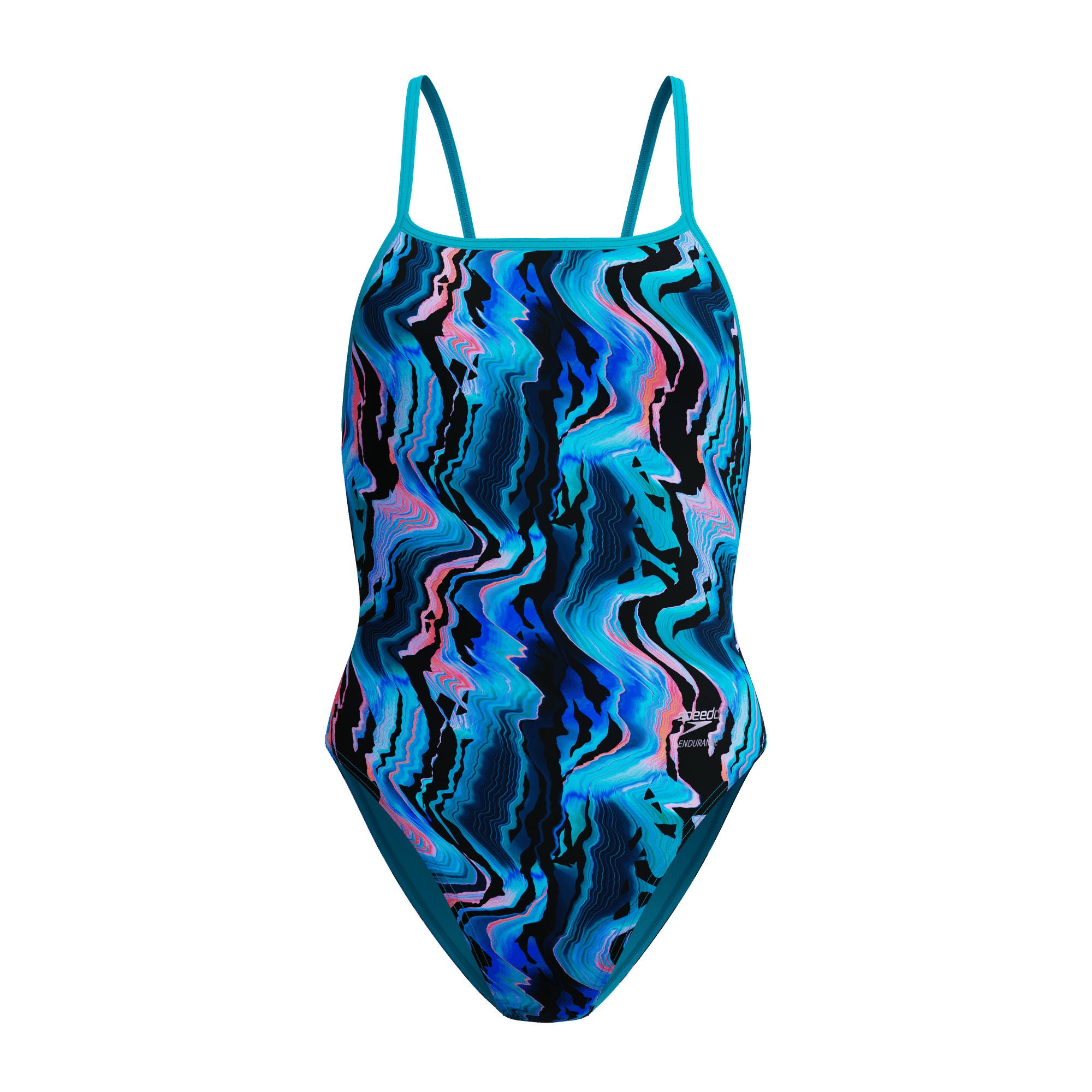 Printed Web Back Damen Badeanzug | Schwarz