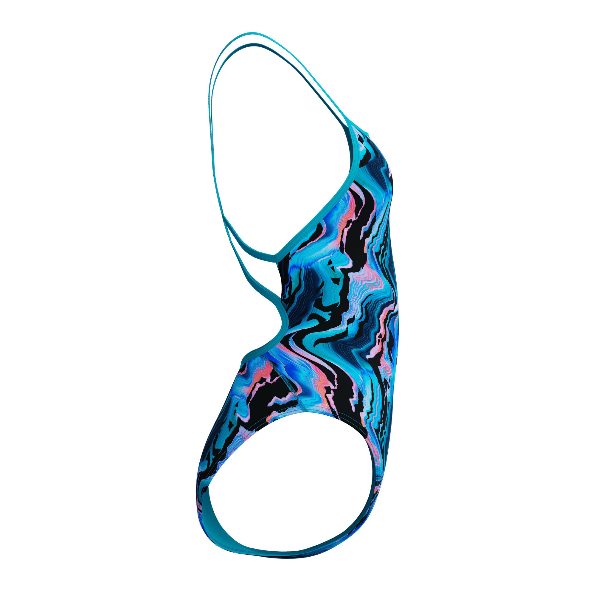 Printed Web Back Damen Badeanzug | Schwarz