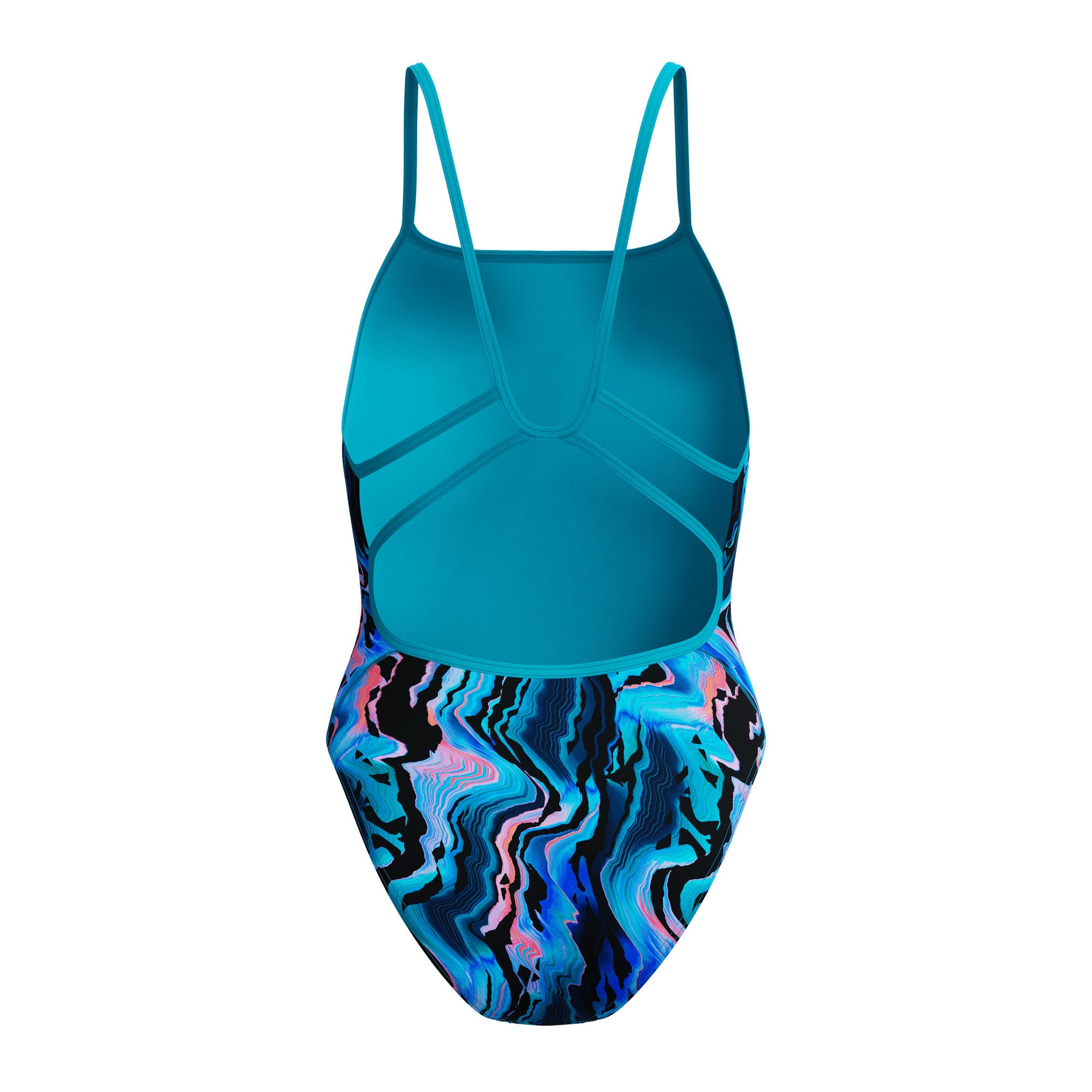 Printed Web Back Damen Badeanzug | Schwarz