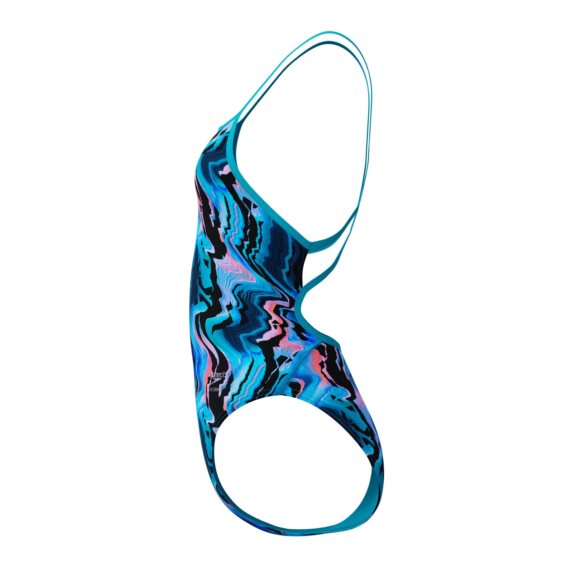 Printed Web Back Damen Badeanzug | Schwarz