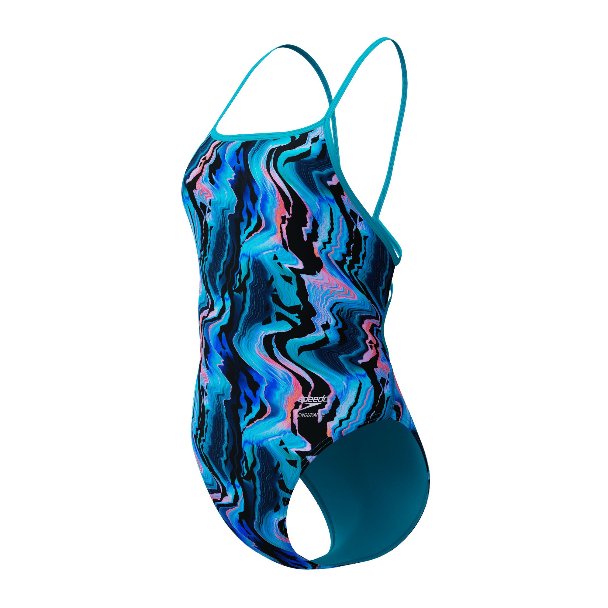 Printed Web Back Damen Badeanzug | Schwarz