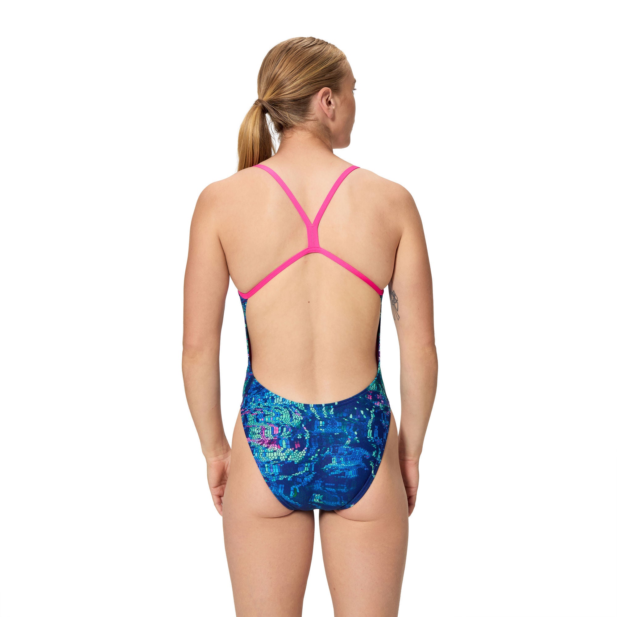 Vanquisher Printed V-Back 2.0 Damen Badeanzug | Navy