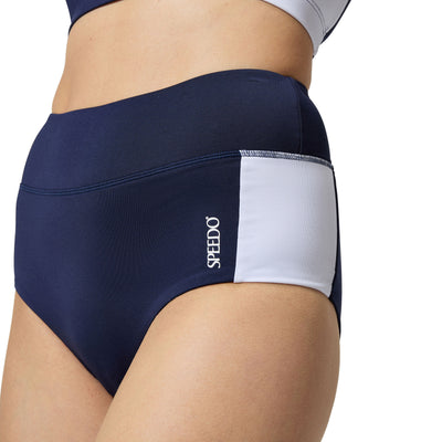 CB Banded Boyleg Damen Bikinihose | Blau