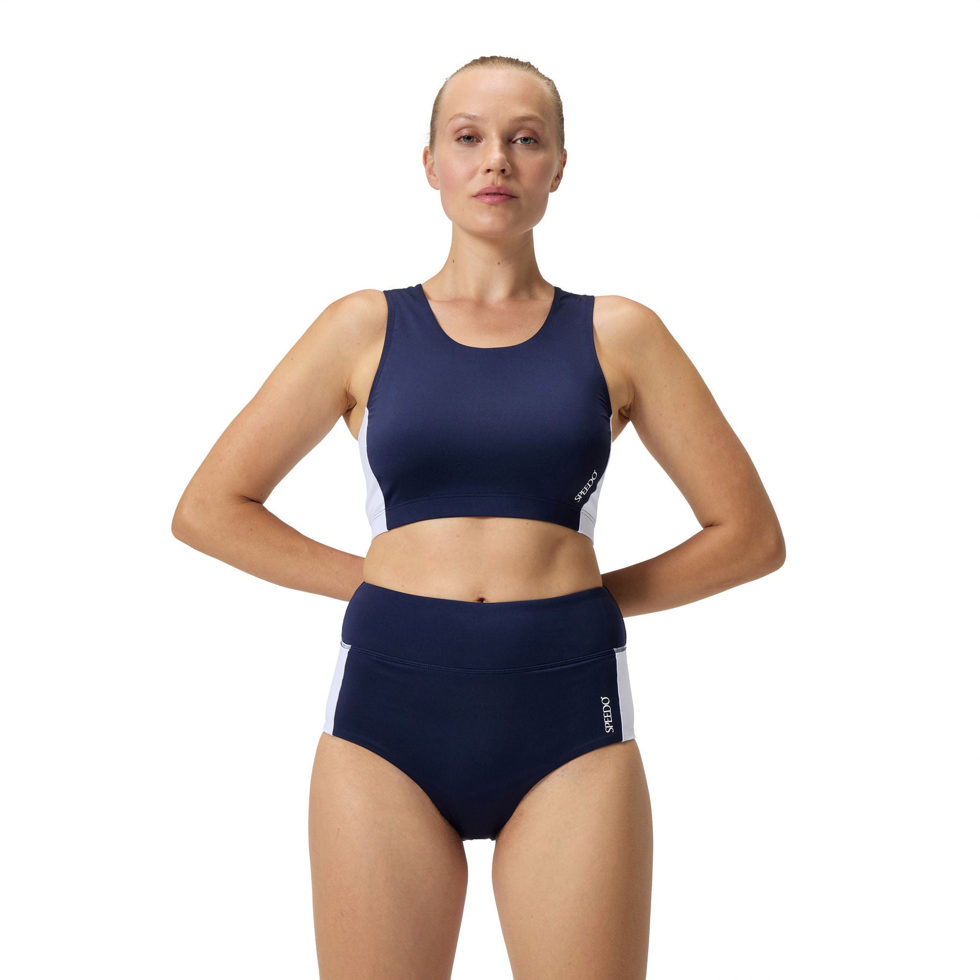 CB Banded Boyleg Damen Bikinihose | Navy