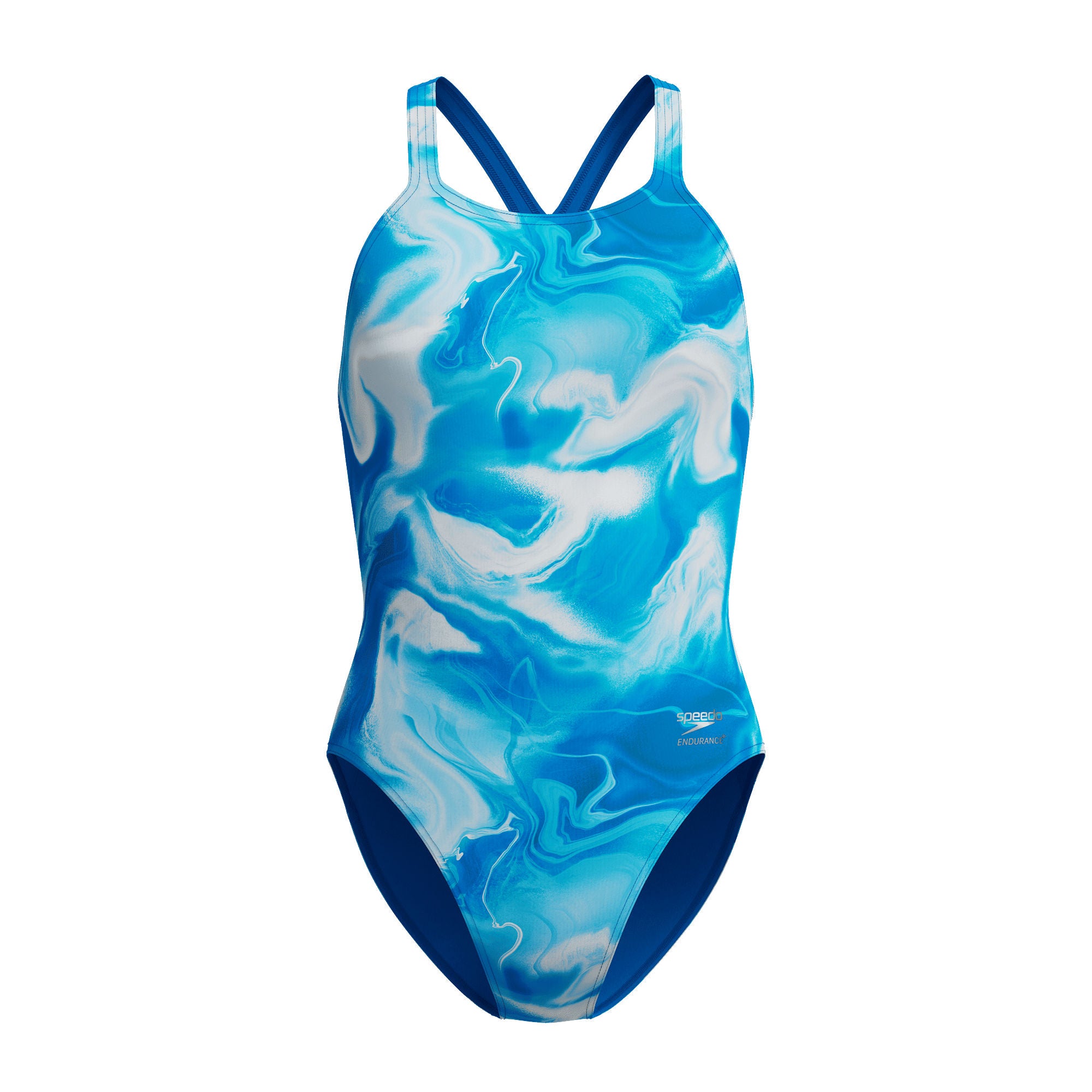 Printed Powerback Damen Badeanzug | Blau