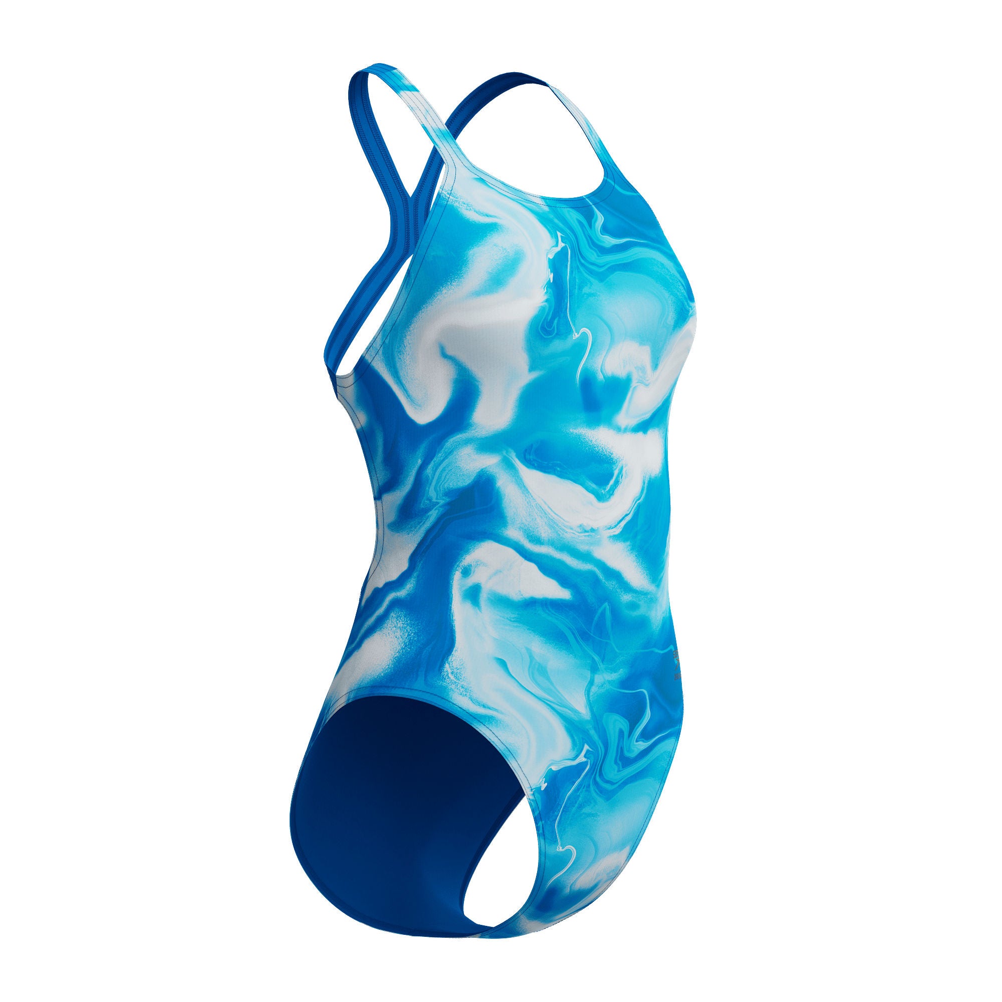 Printed Powerback Damen Badeanzug | Blau