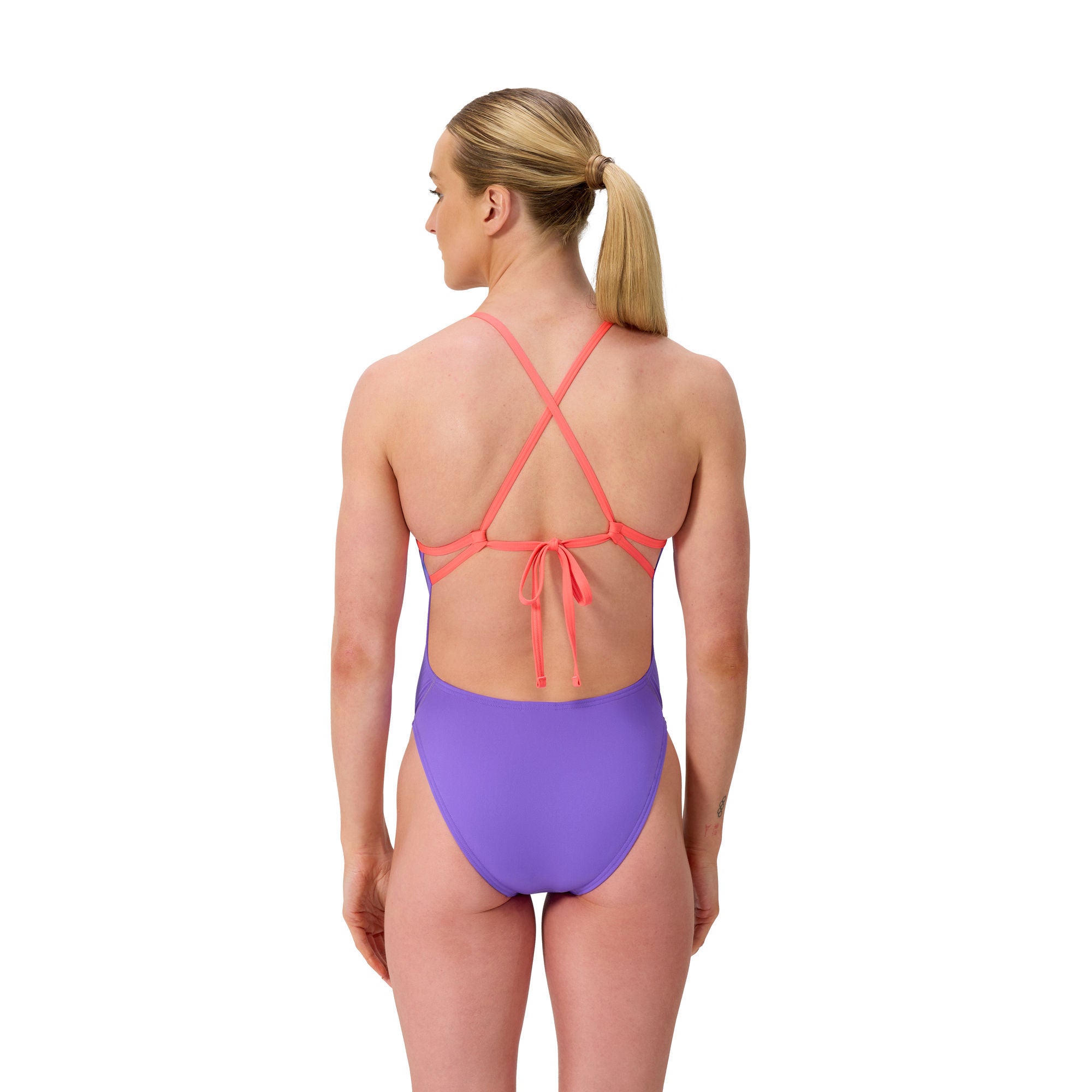 Solid Tie Back Damen Badeanzug | Blau
