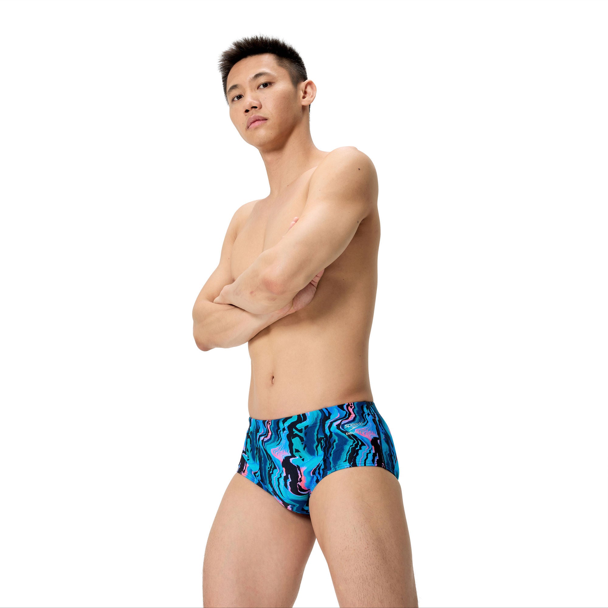 Printed 13.5cm Herren Badeslip | Schwarz