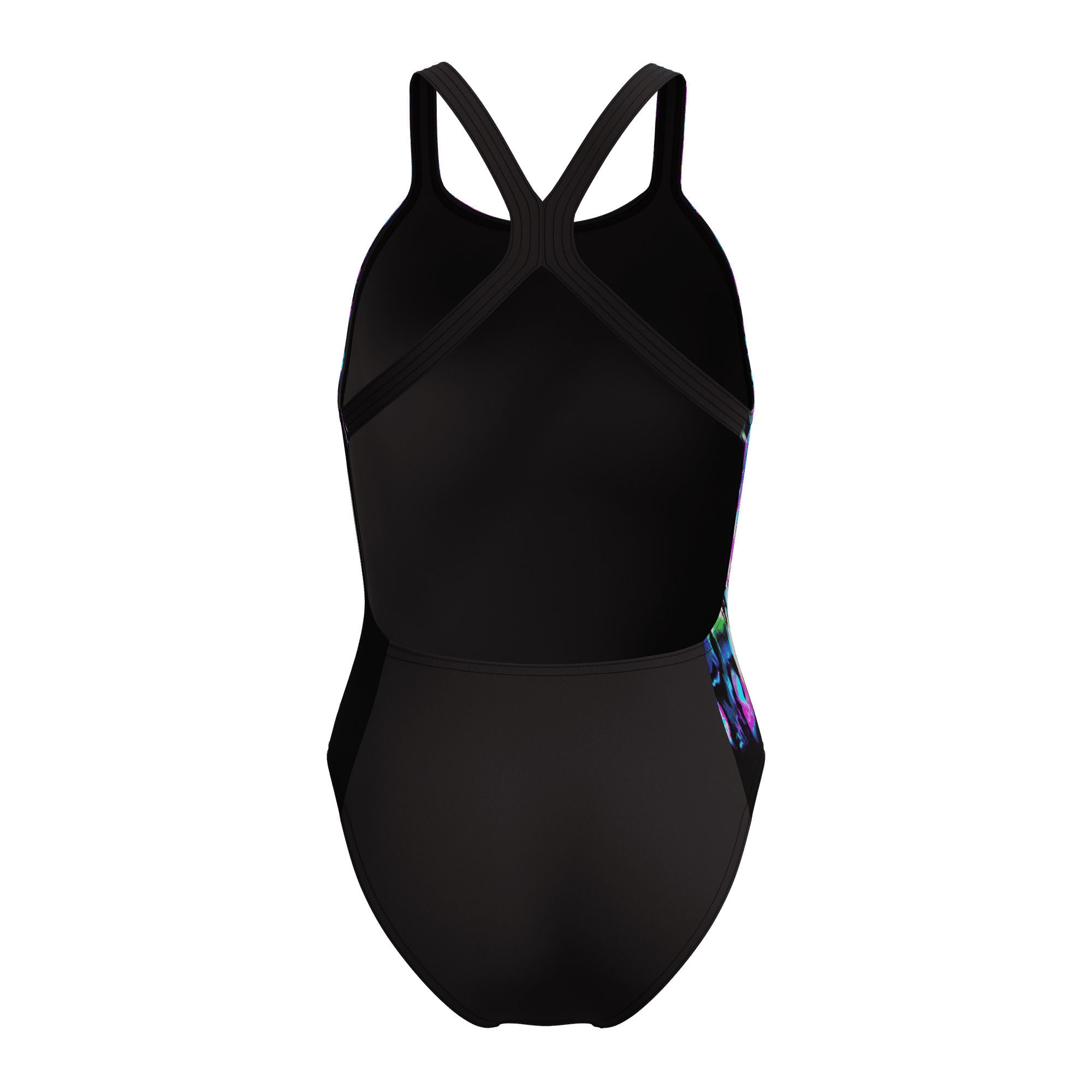 Placement Printed Powerback Damen Badeanzug | Schwarz