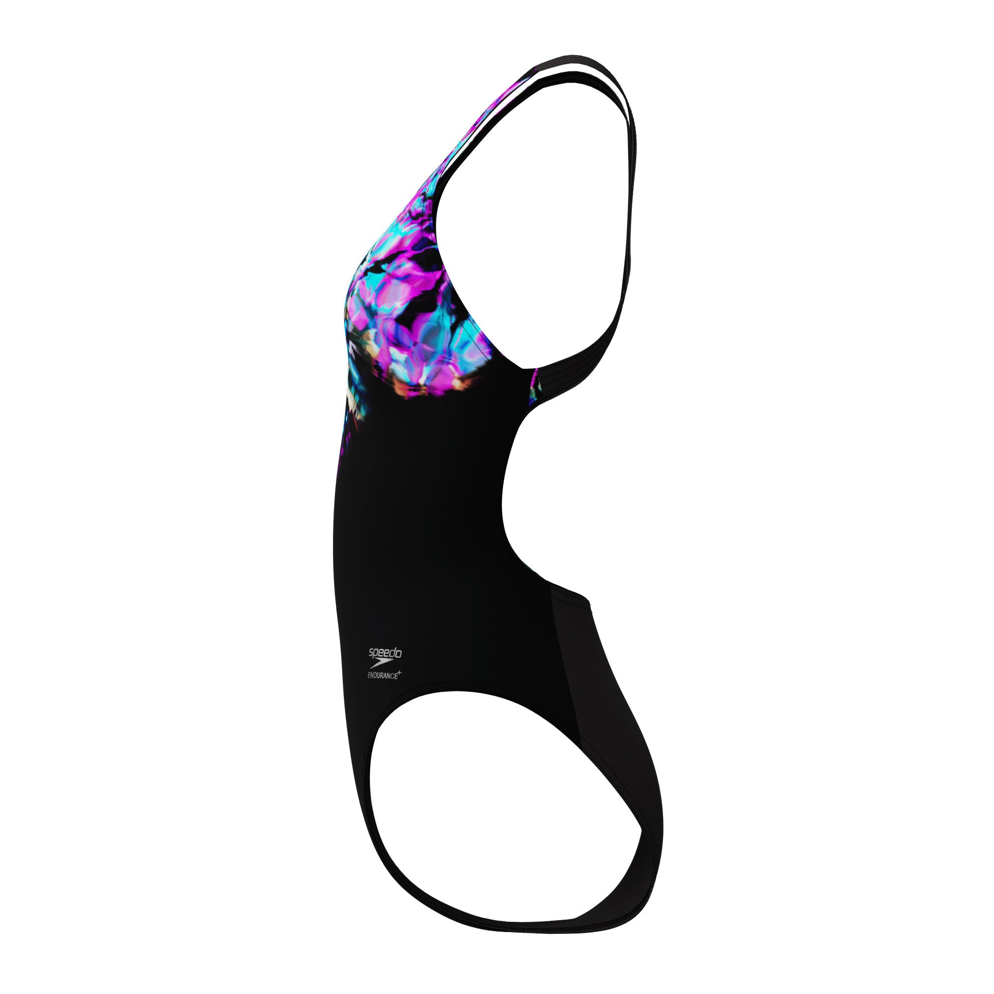 Placement Printed Powerback Damen Badeanzug | Schwarz