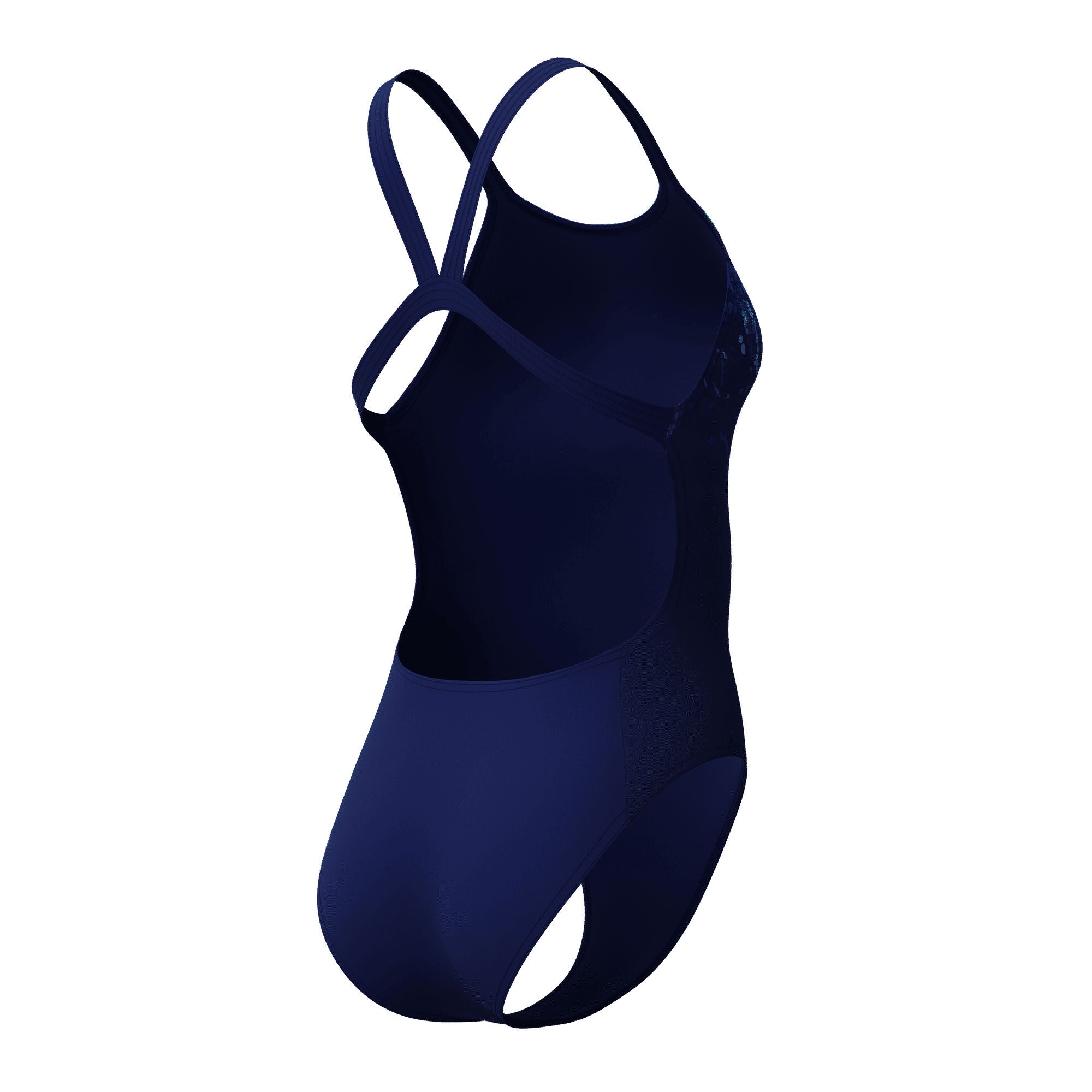 Placement Printed Leaderback Damen Badeanzug | Navy