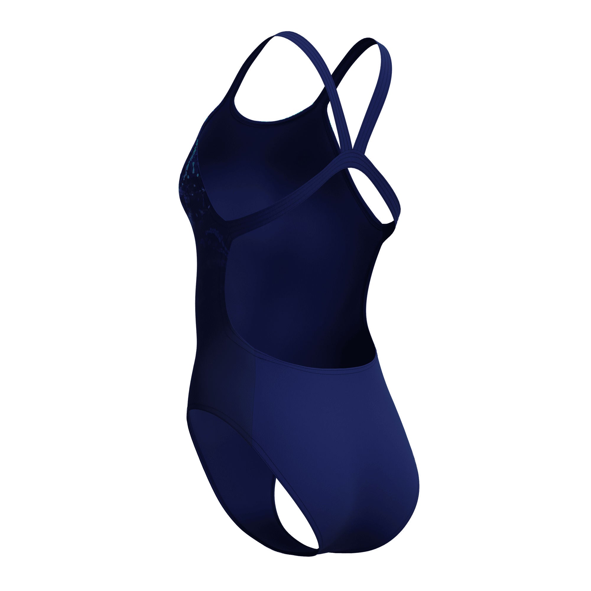 Placement Printed Leaderback Damen Badeanzug | Navy