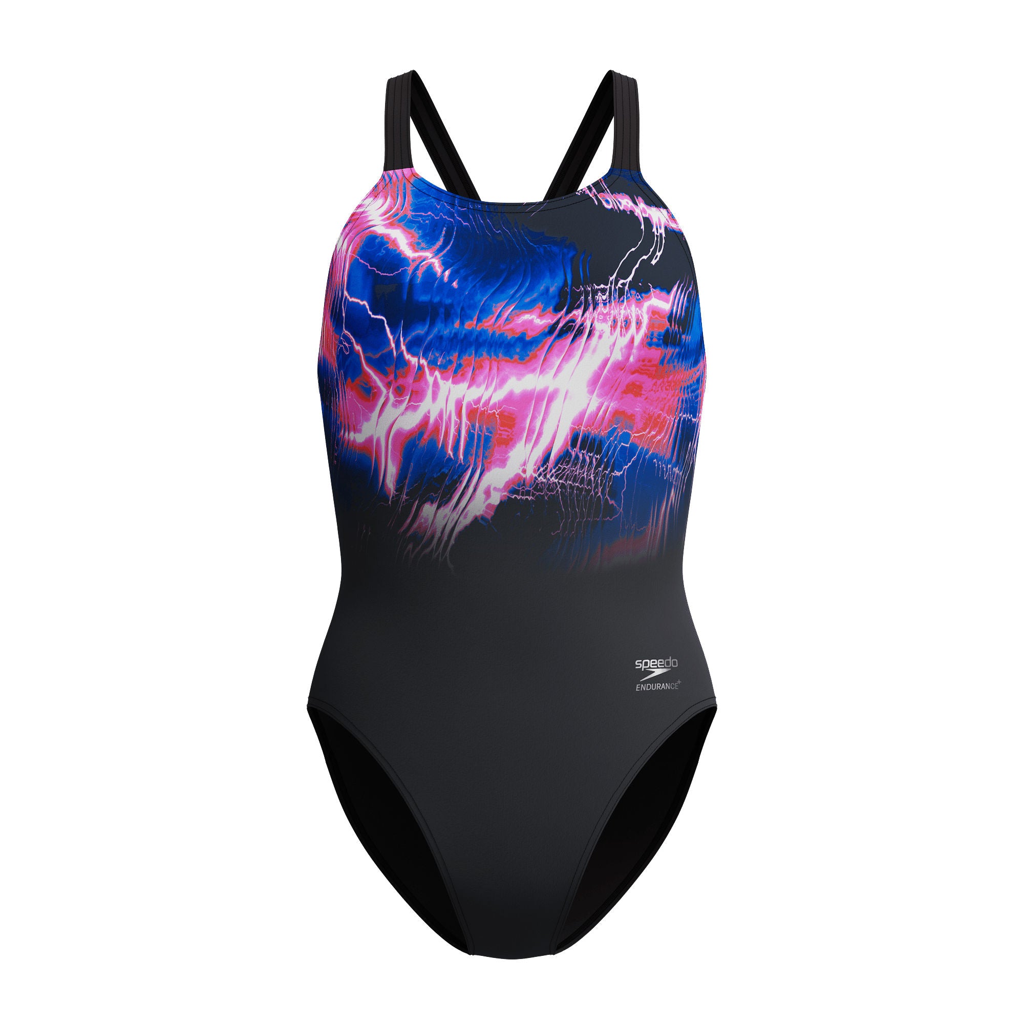 Placement Printed Leaderback Damen Badeanzug | Blau