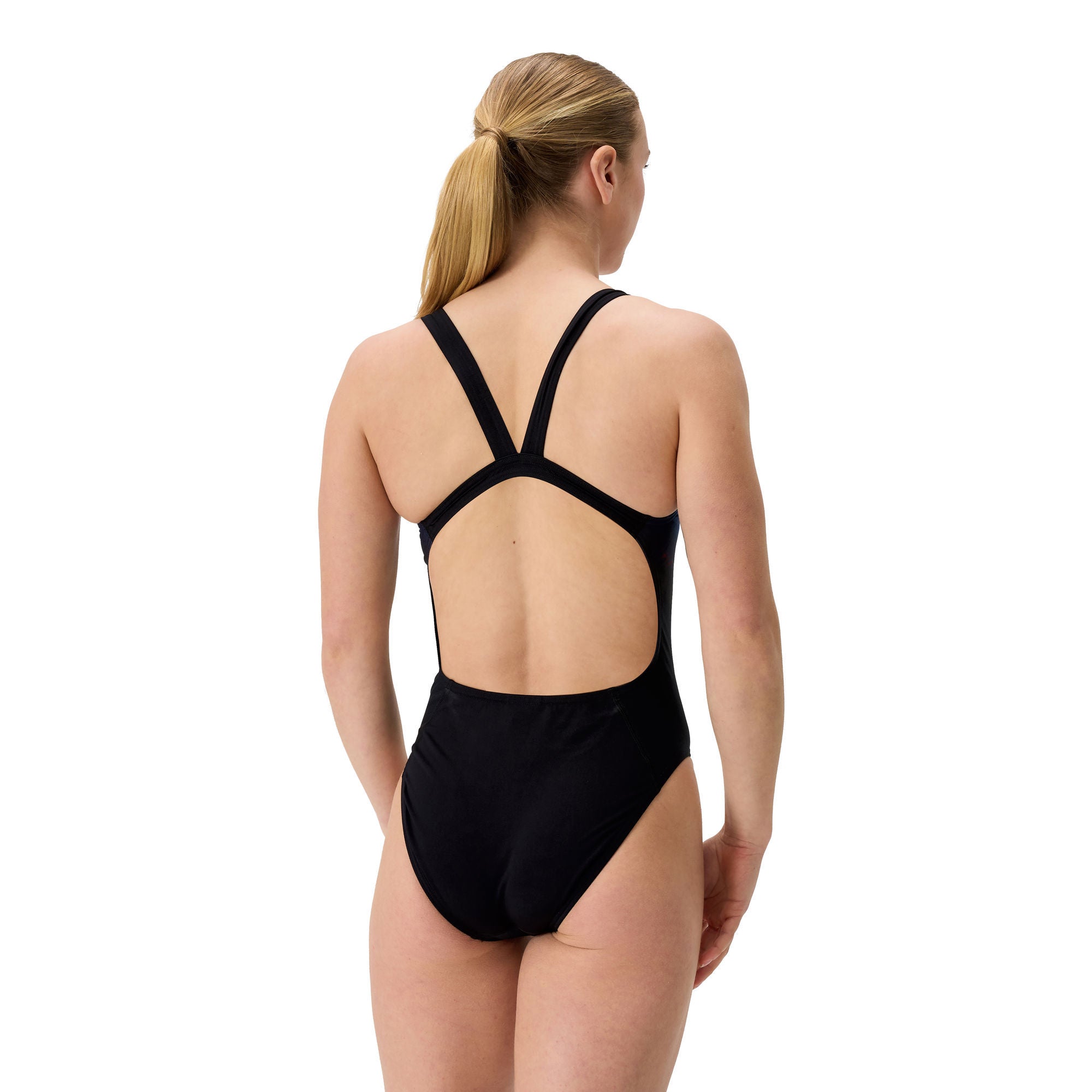 Placement Printed Leaderback Damen Badeanzug | Blau