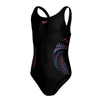 Plastisol Placement Muscleback Mädchen Badeanzug | Schwarz