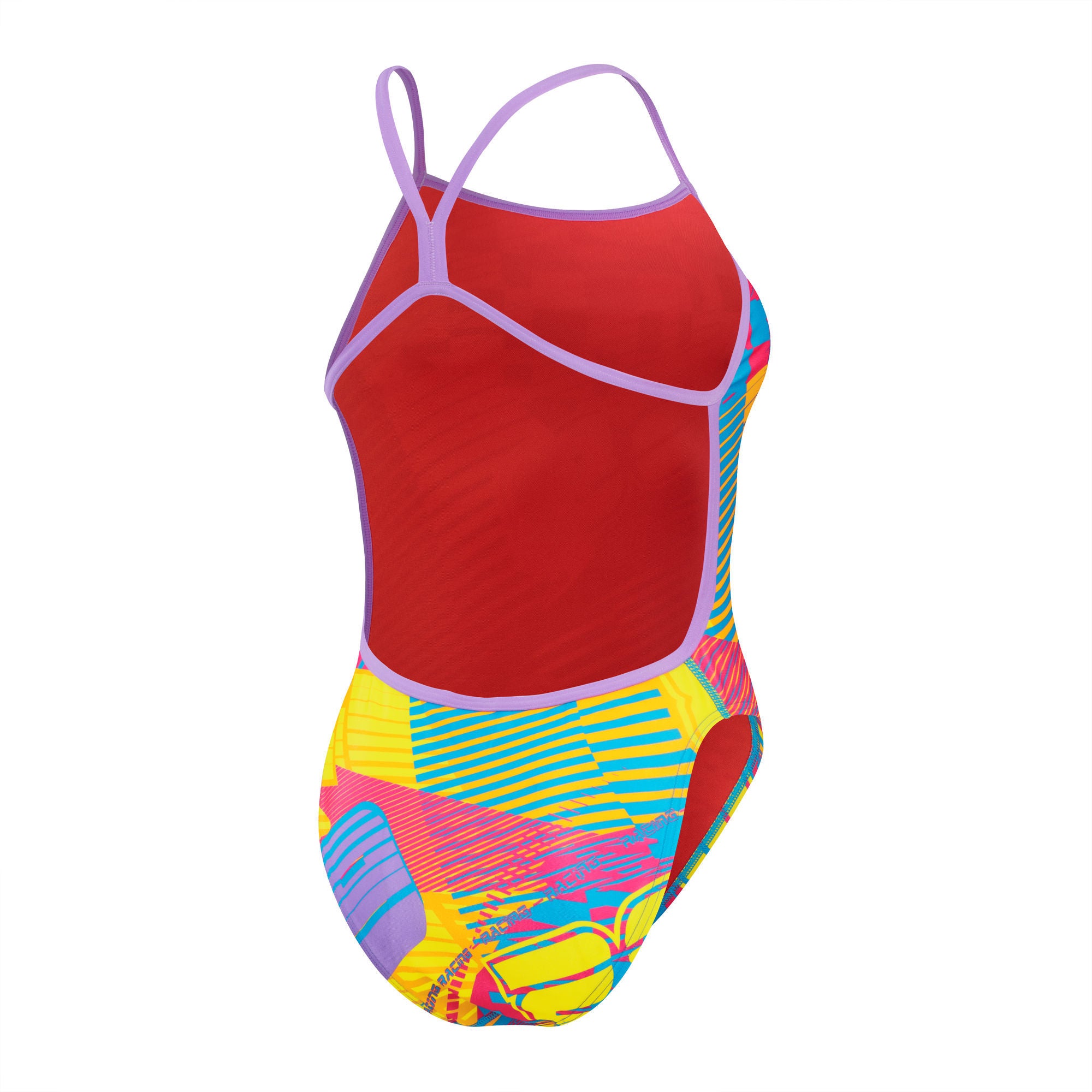 Allover Digital Vback Damen Badeanzug | Pink