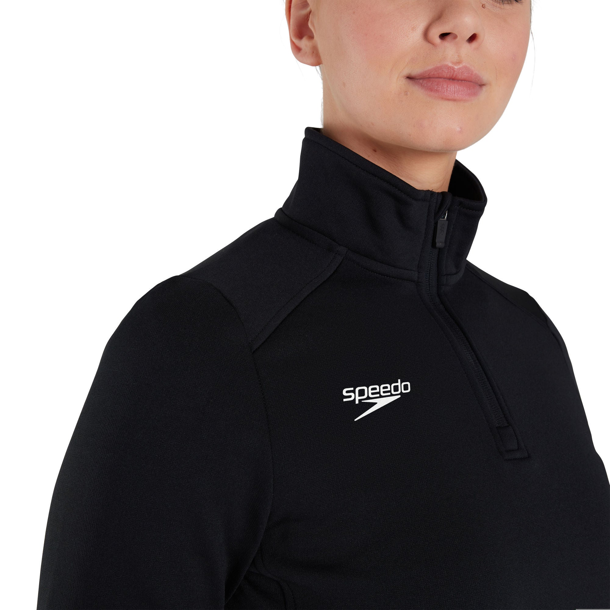 CLUB 1/4 ZIP MIDLYR TRN TOP AF Damen Sportjacke | Schwarz