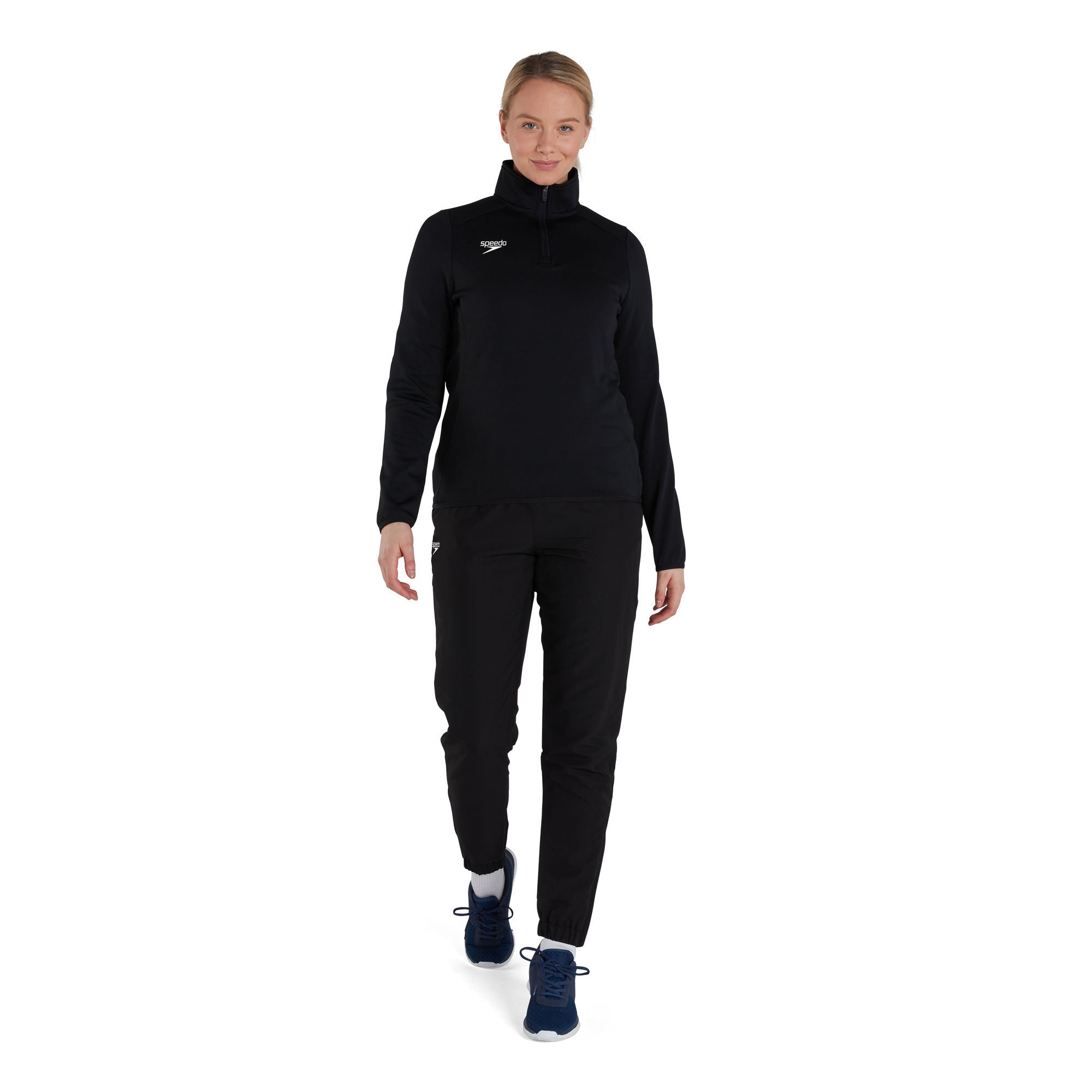CLUB 1/4 ZIP MIDLYR TRN TOP AF Damen Sportjacke | Schwarz