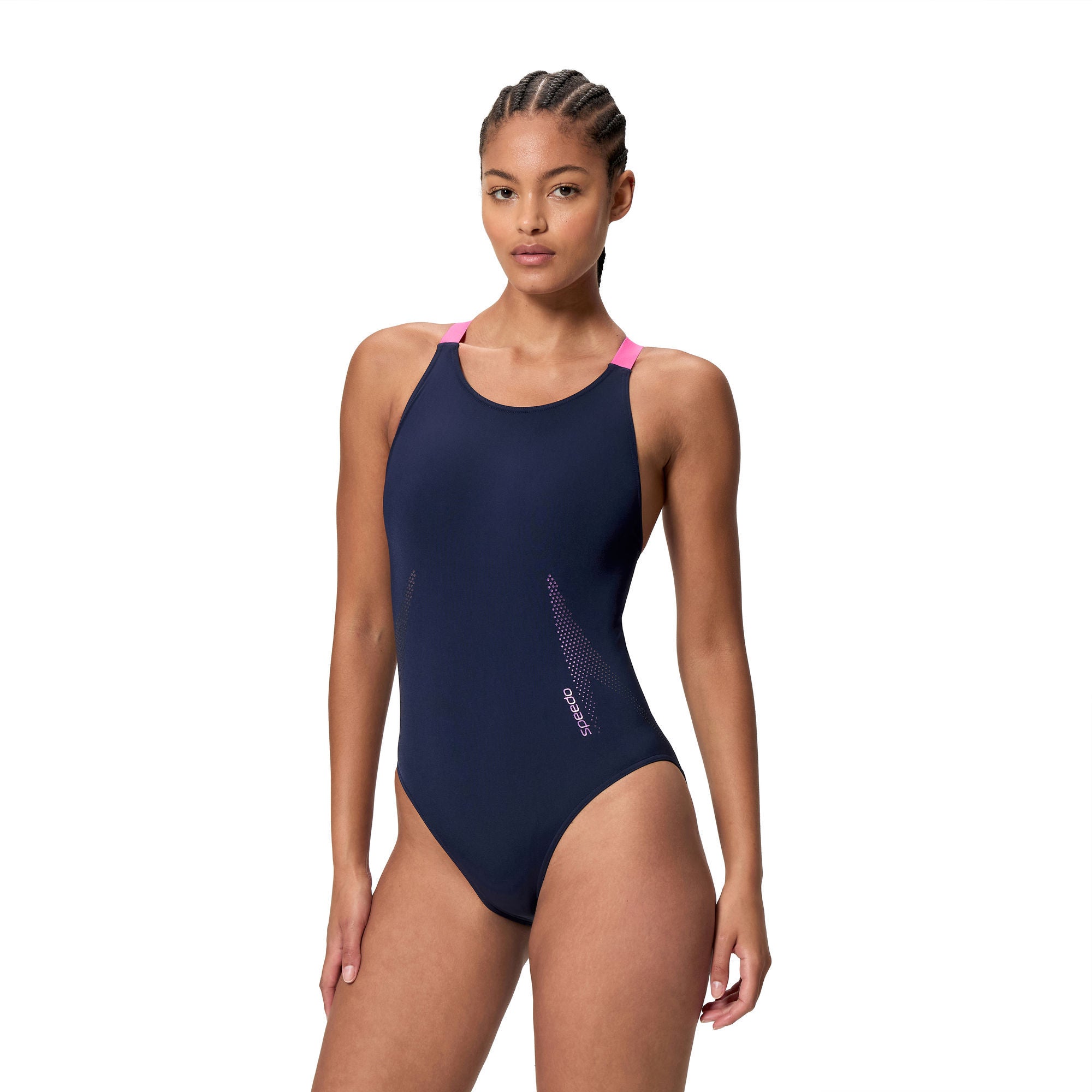 Solid Boom Leaderback Damen Badeanzug | Navy