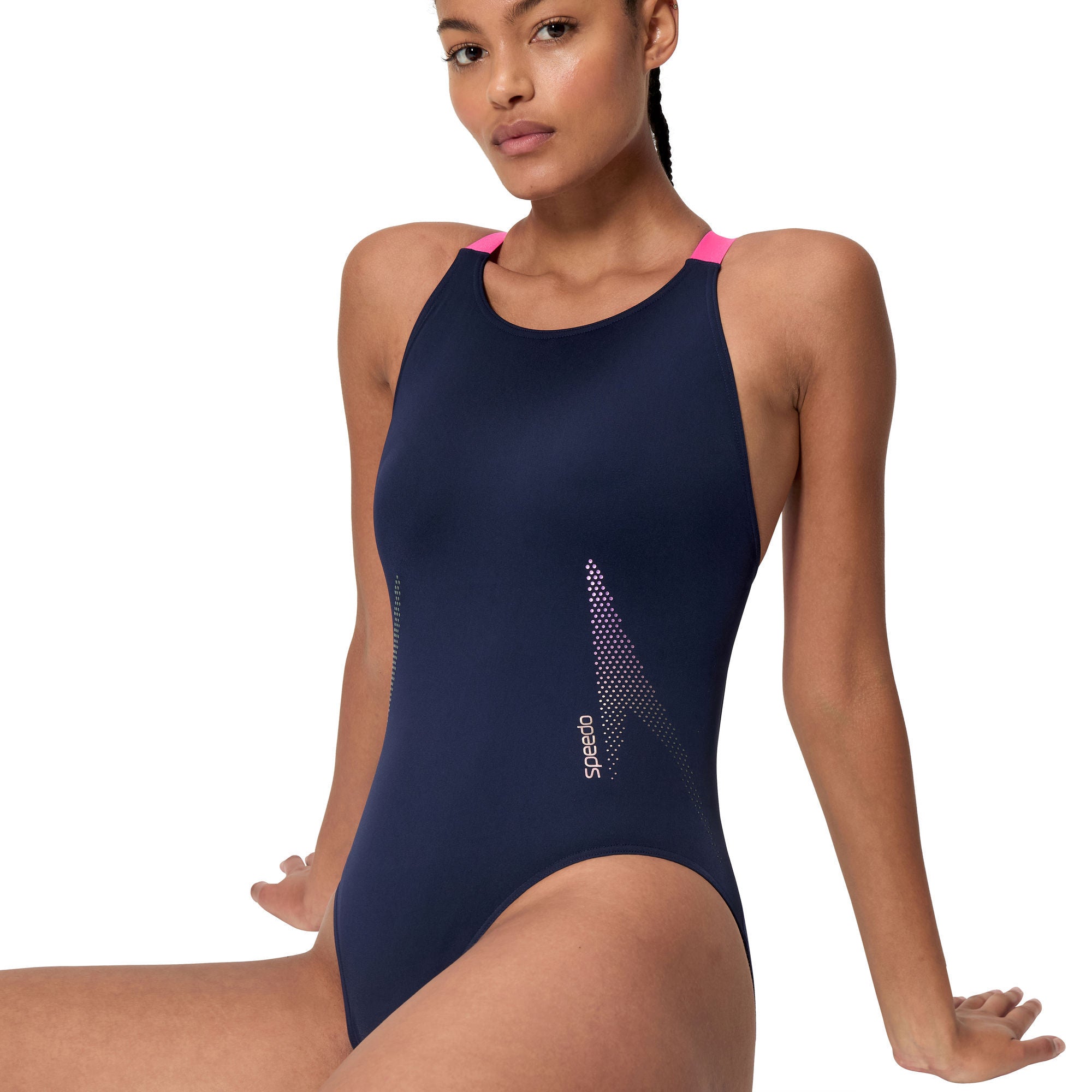 Solid Boom Leaderback Damen Badeanzug | Navy