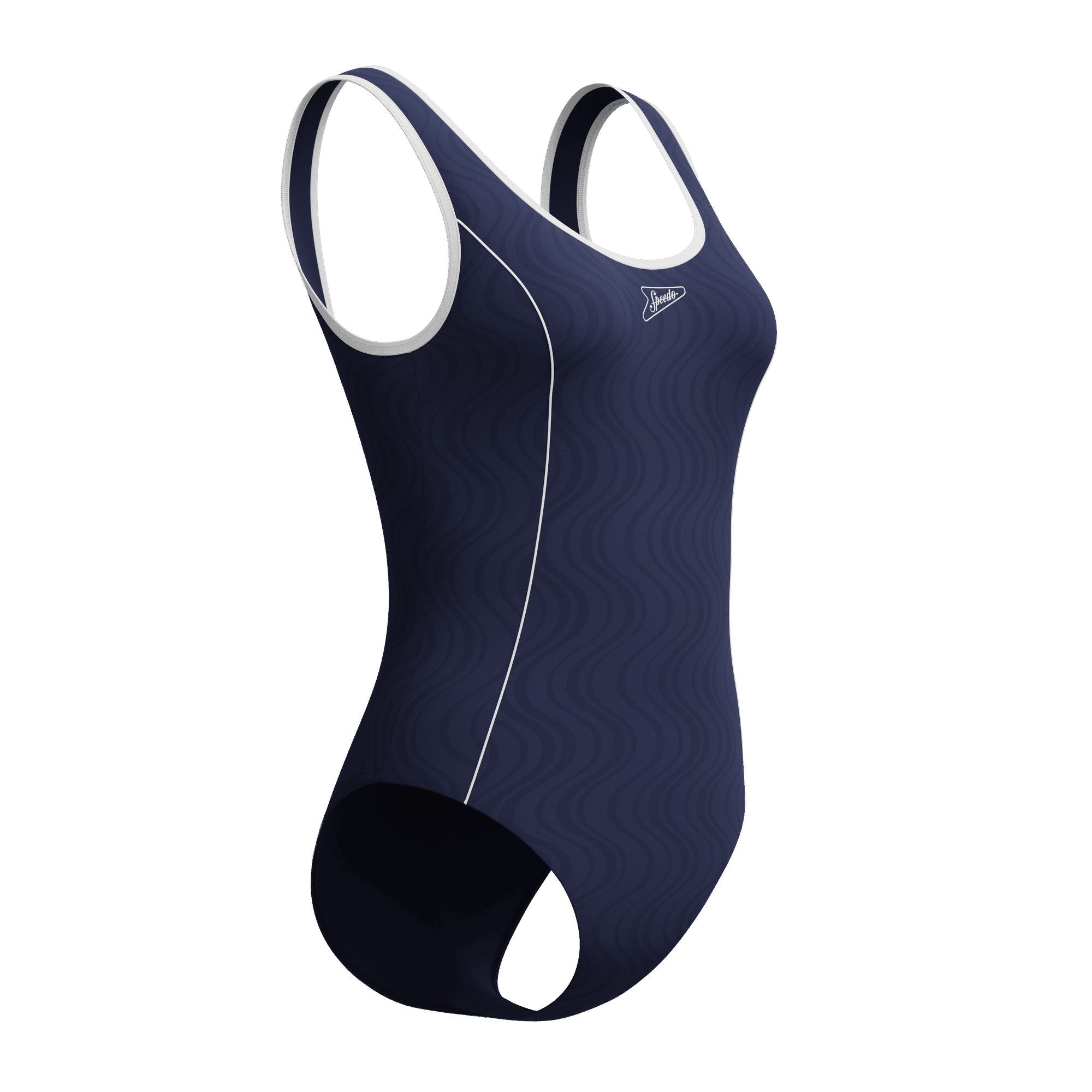 Texture Bound Scoop Damen Badeanzug | Navy