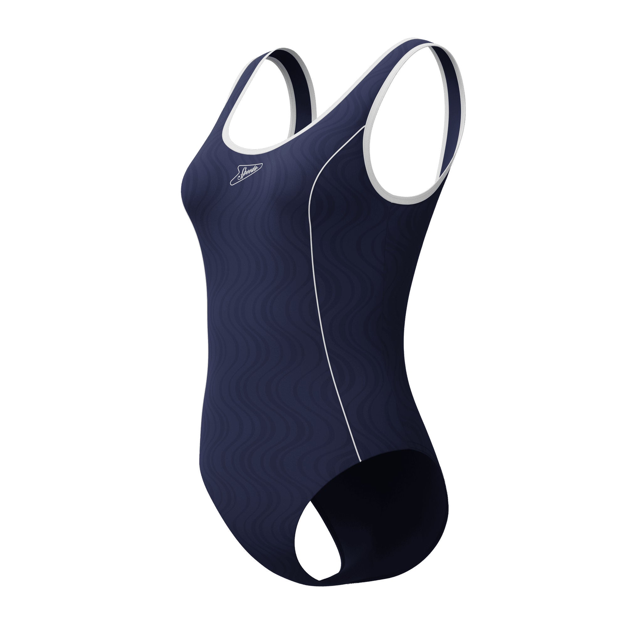 Texture Bound Scoop Damen Badeanzug | Navy
